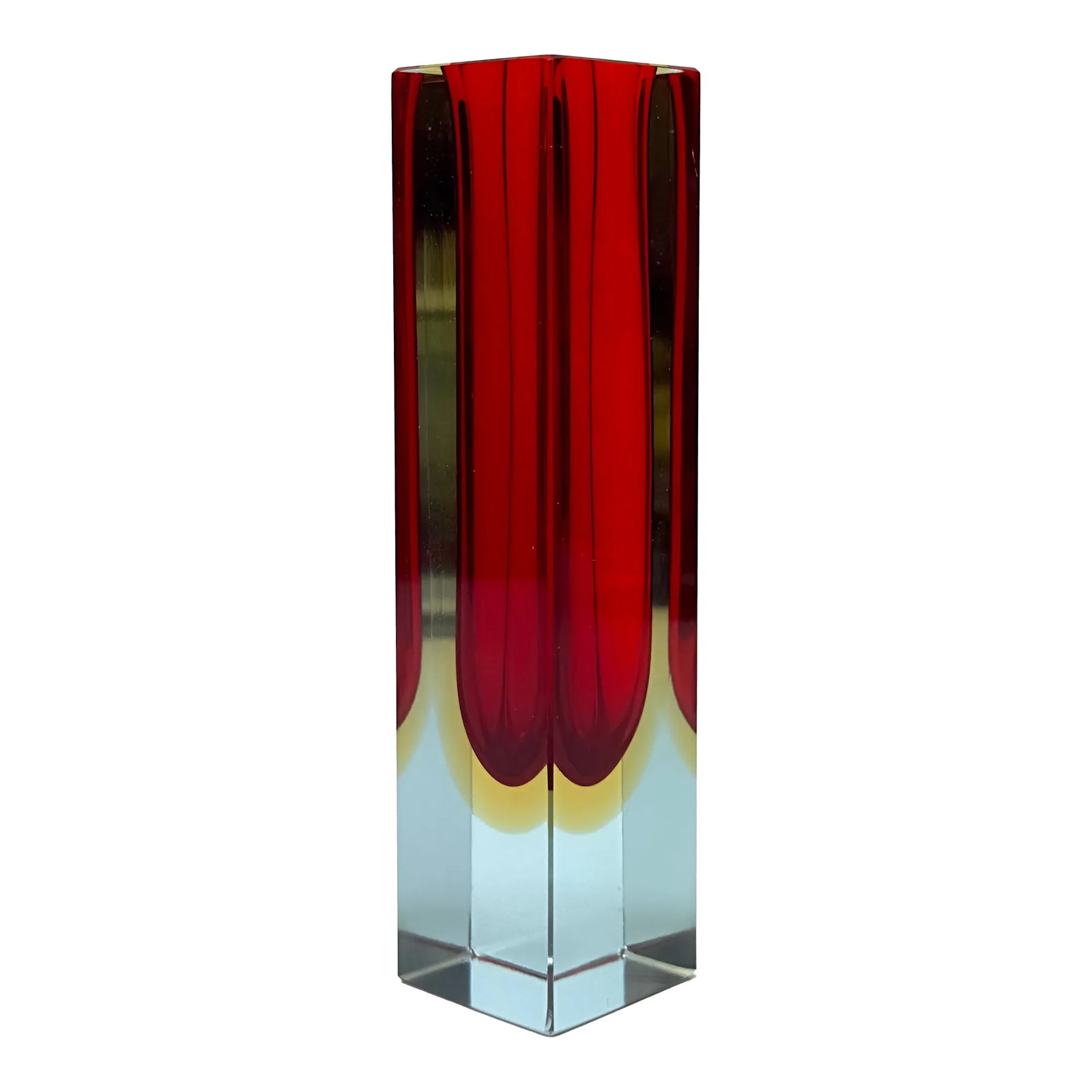 1970s Sommerso Square Glass Vase Attributed to Alessandro Mandruzzato (1 of 9)