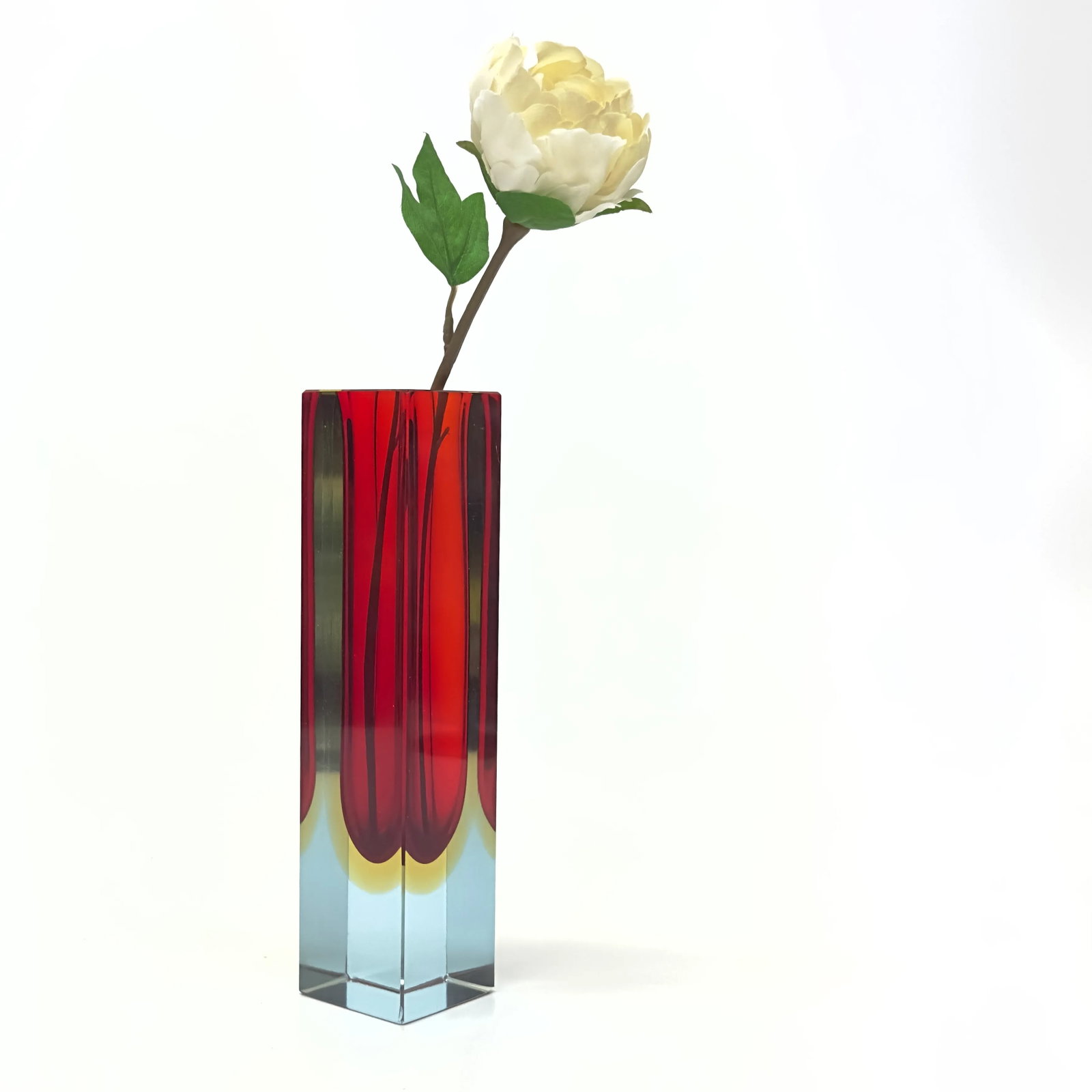 1970s Sommerso Square Glass Vase Attributed to Alessandro Mandruzzato - 2