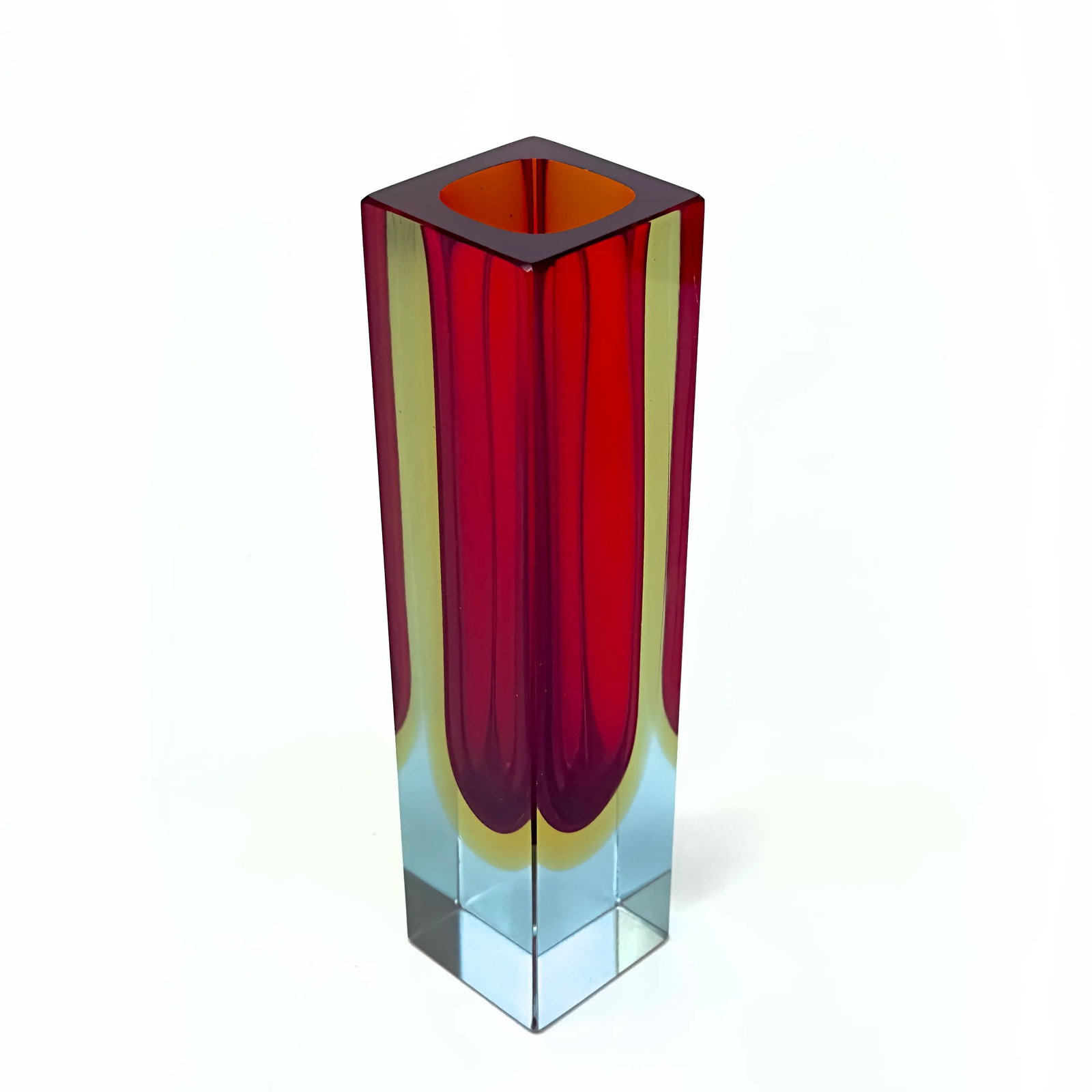 1970s Sommerso Square Glass Vase Attributed to Alessandro Mandruzzato - 4