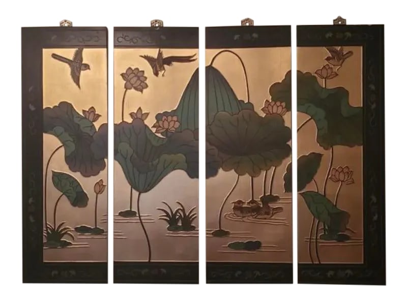 Asian Byobu Lacquer Wall Screen Picture (1 of 9)