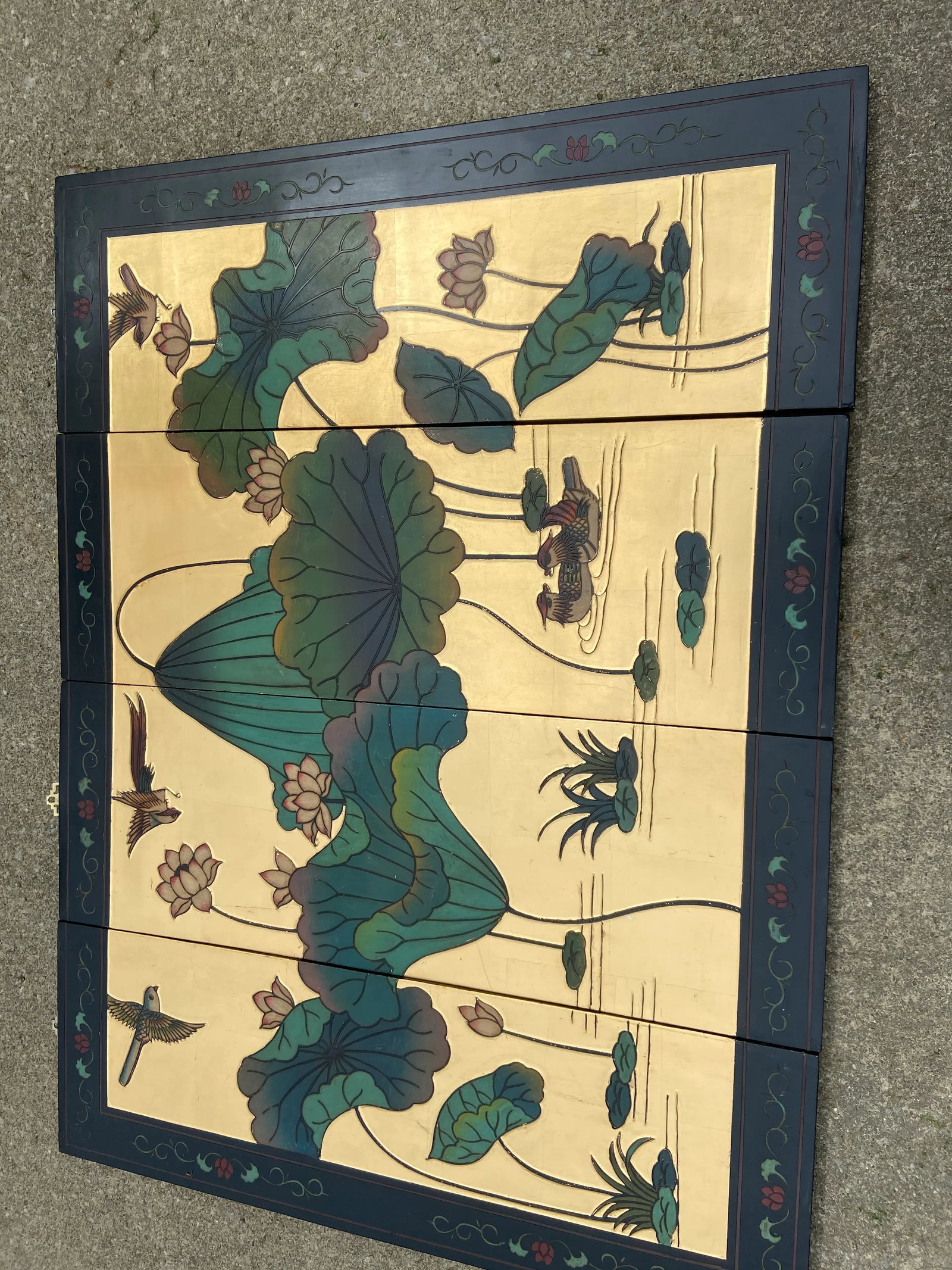 Asian Byobu Lacquer Wall Screen Picture - 2