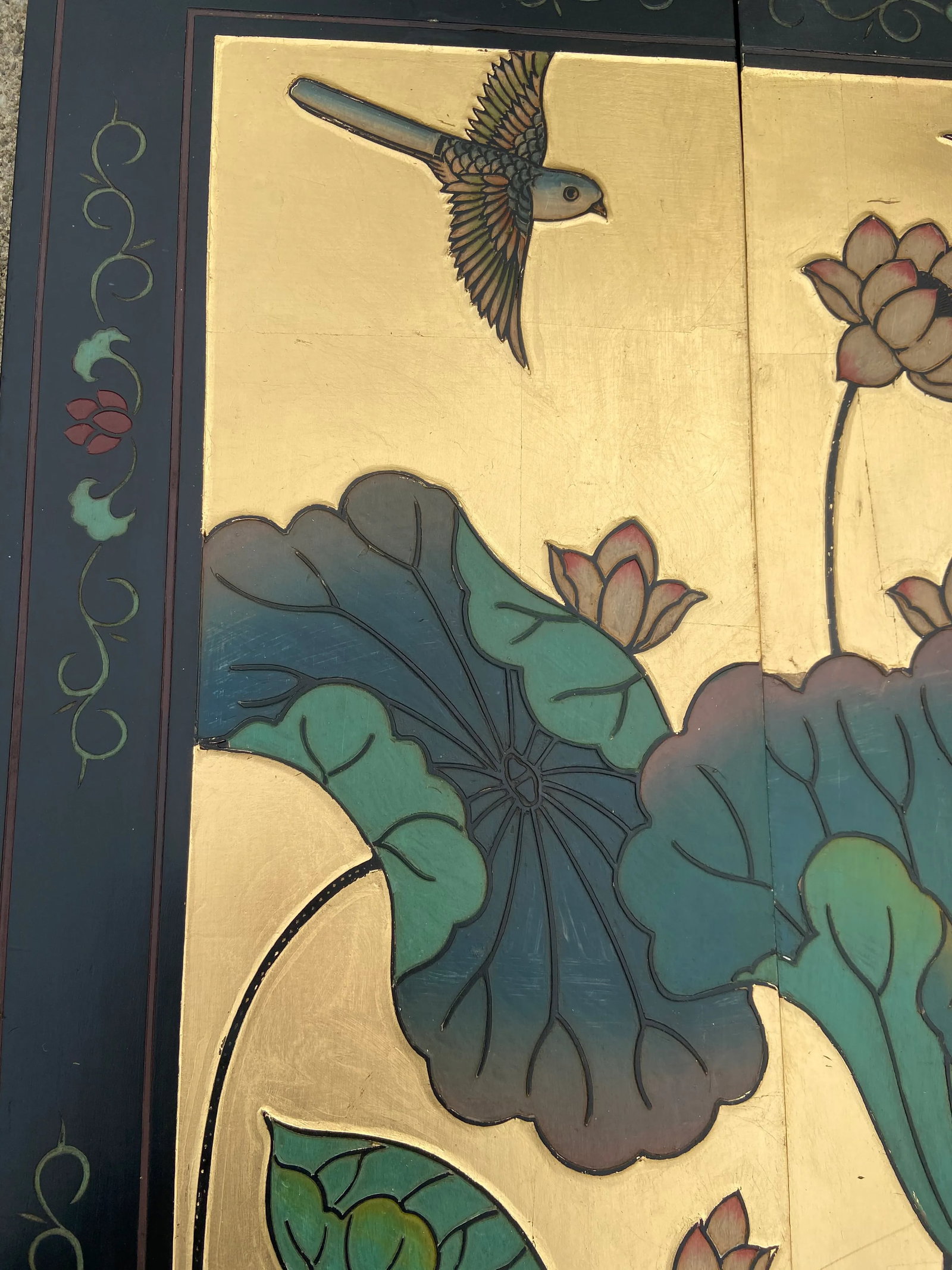 Asian Byobu Lacquer Wall Screen Picture - 3