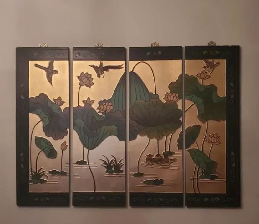 Asian Byobu Lacquer Wall Screen Picture - 9