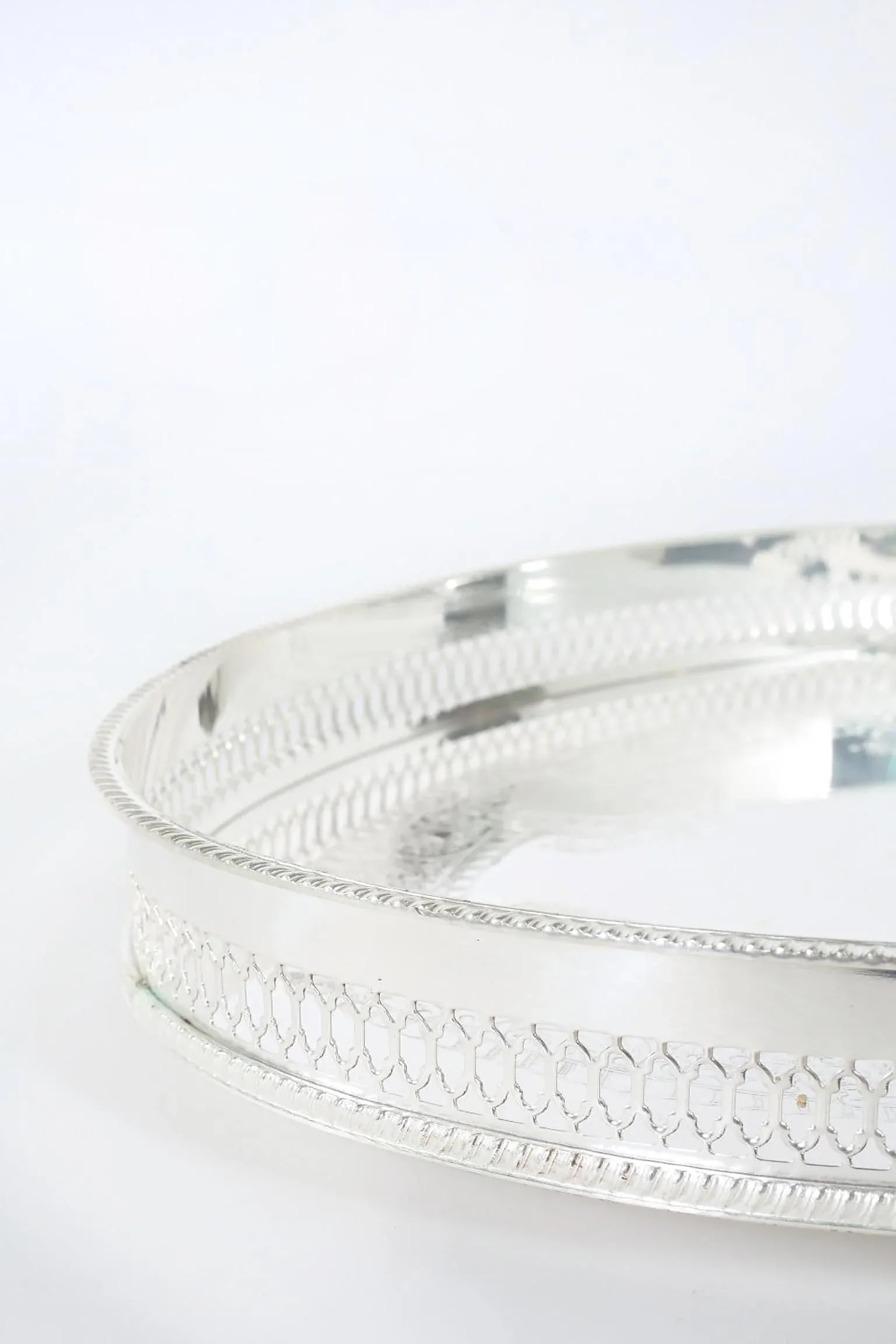 Mid 20th Century English Sheffield Plated Oval Barware Gallery Tray - 4