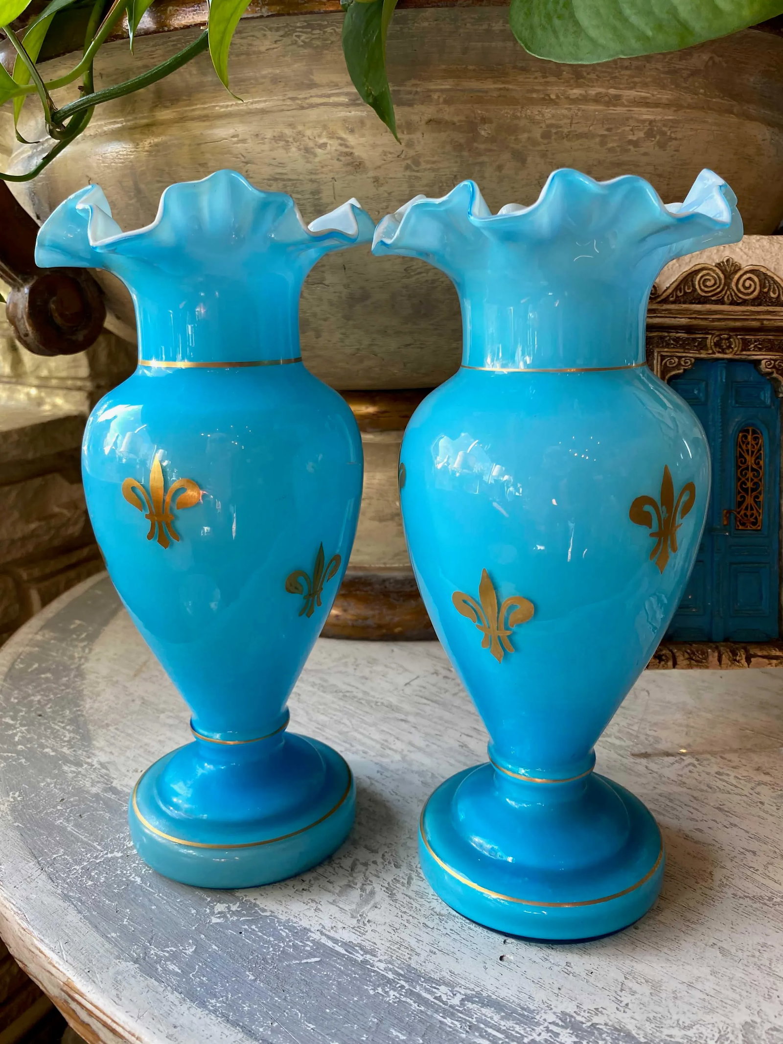 Late 19th Century French Blue Vases - a Pair - 6