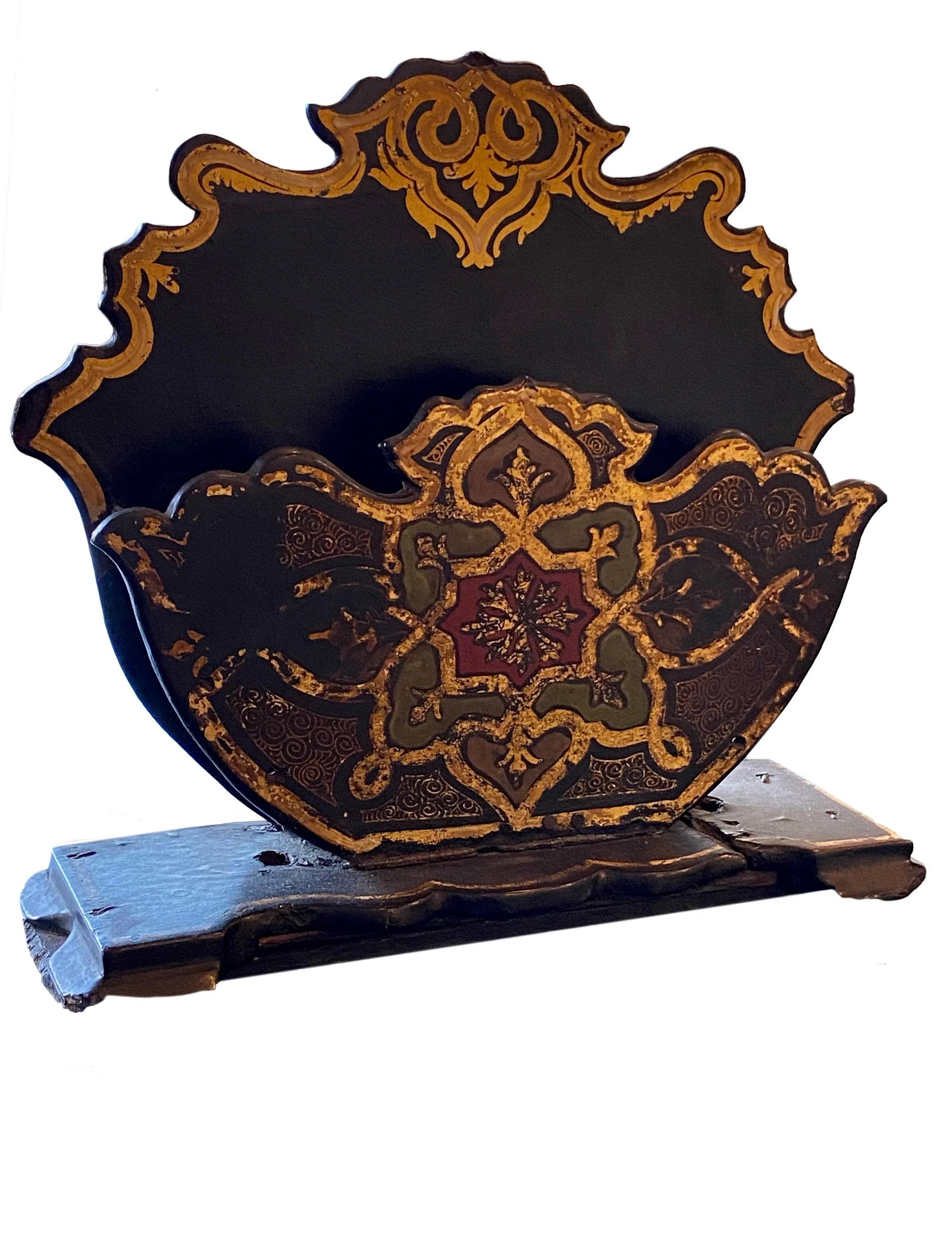 Antique Black Paper Mache Letter Holder - 3