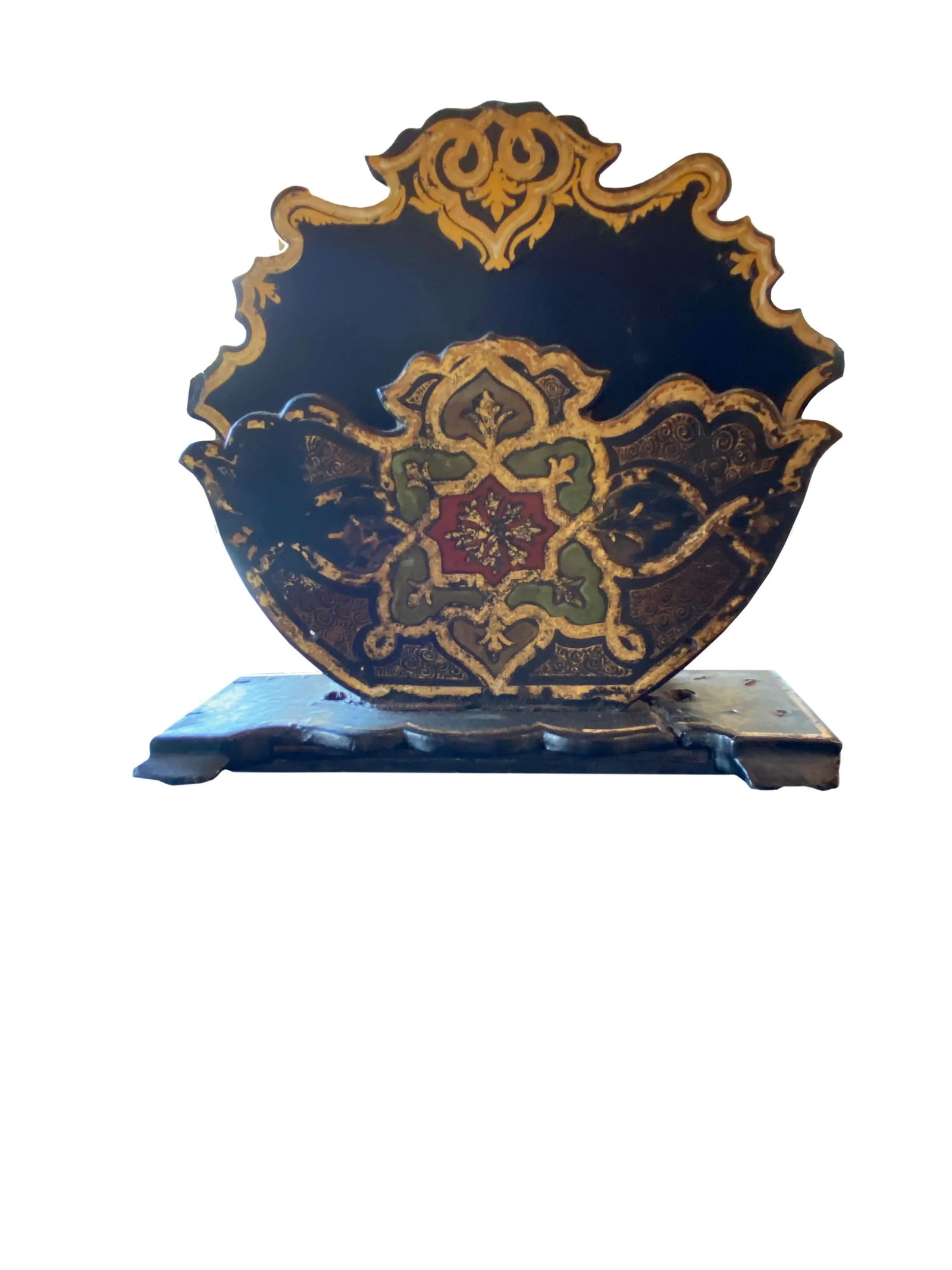 Antique Black Paper Mache Letter Holder - 6
