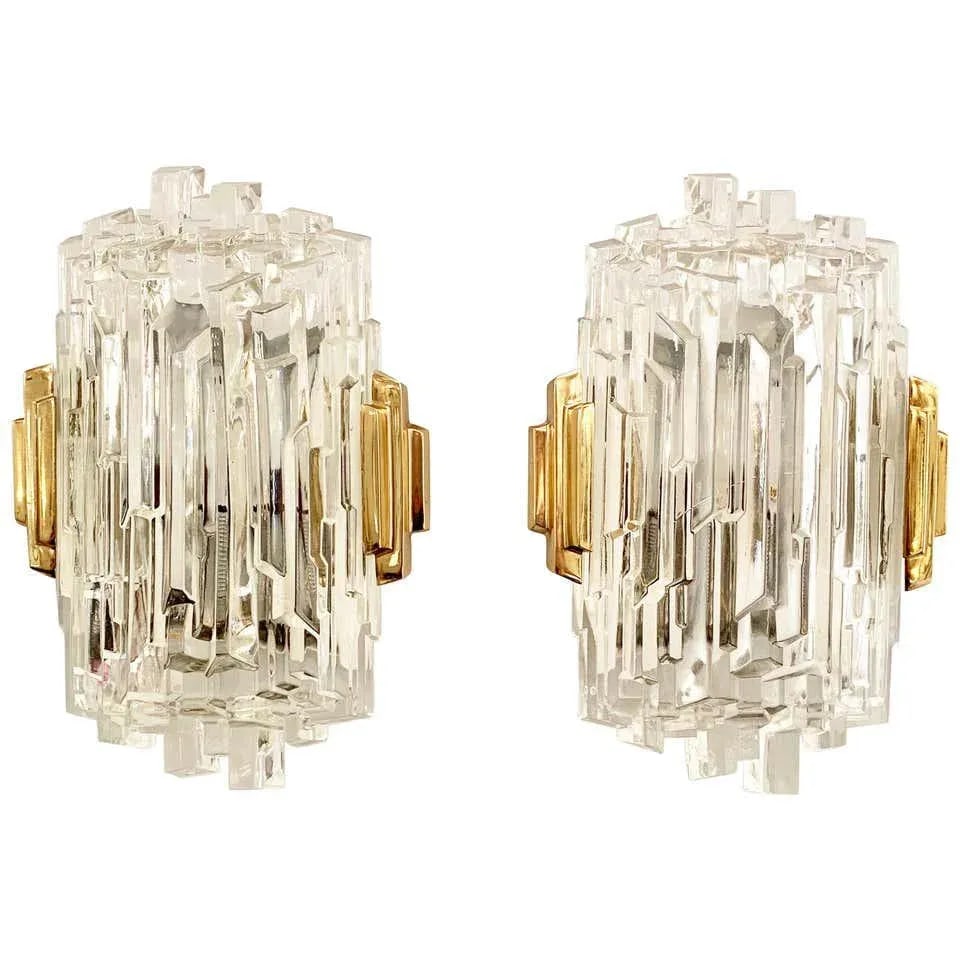 1970s French Ice Crystal Wall Lights - a Pair - 12