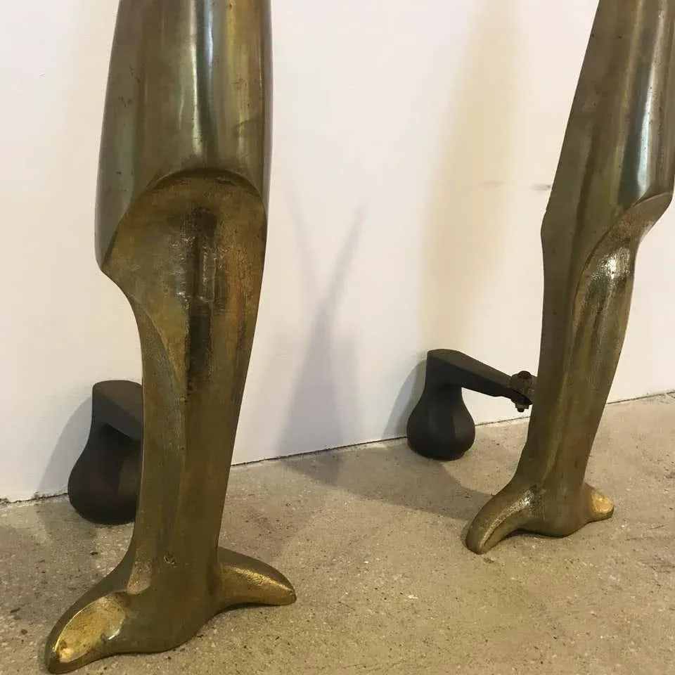 French Art Deco Andirons Bronze Attributed Pierre Legrain - a Pair - 2
