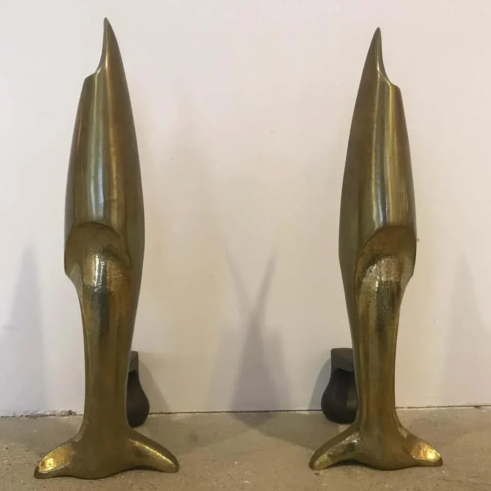 French Art Deco Andirons Bronze Attributed Pierre Legrain - a Pair - 4
