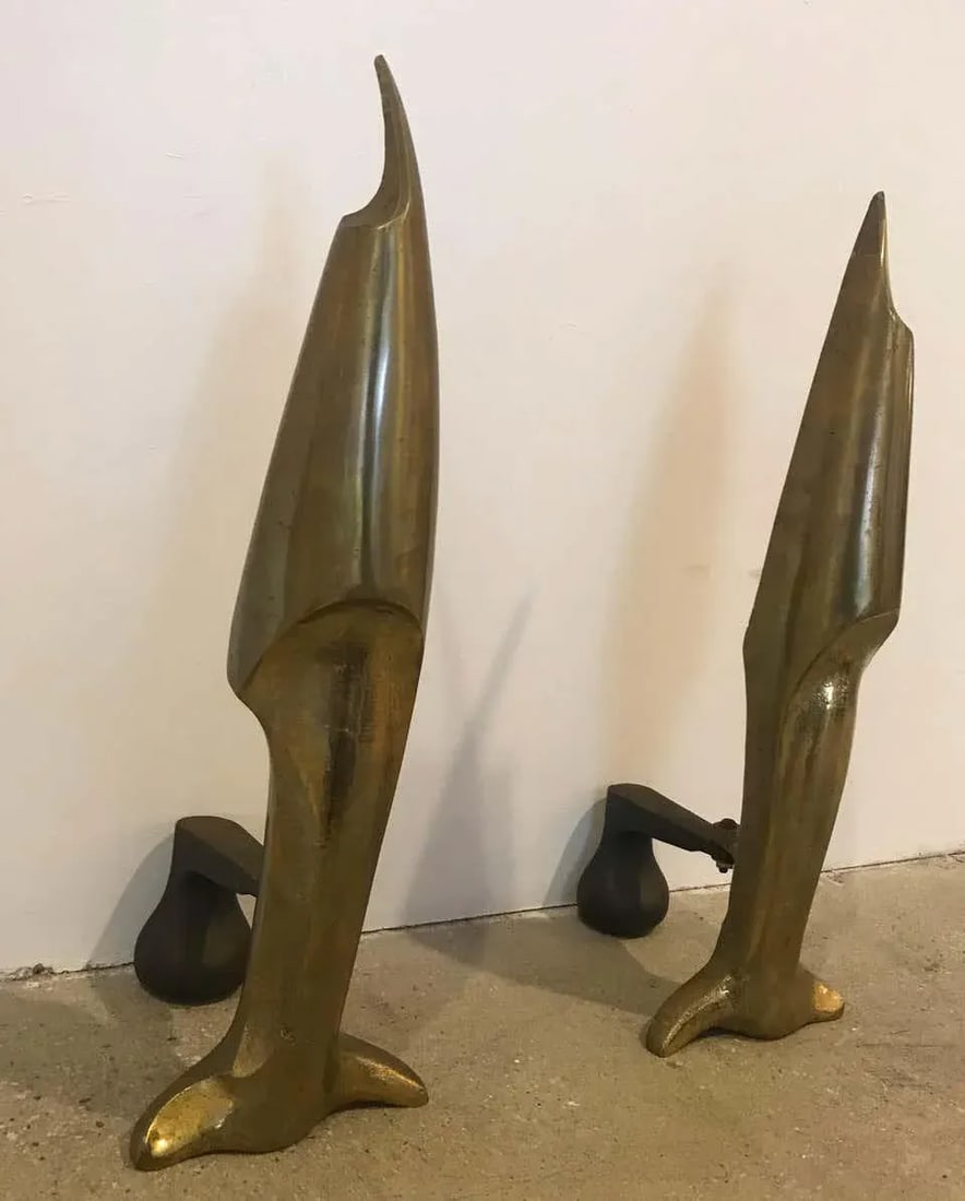 French Art Deco Andirons Bronze Attributed Pierre Legrain - a Pair - 7