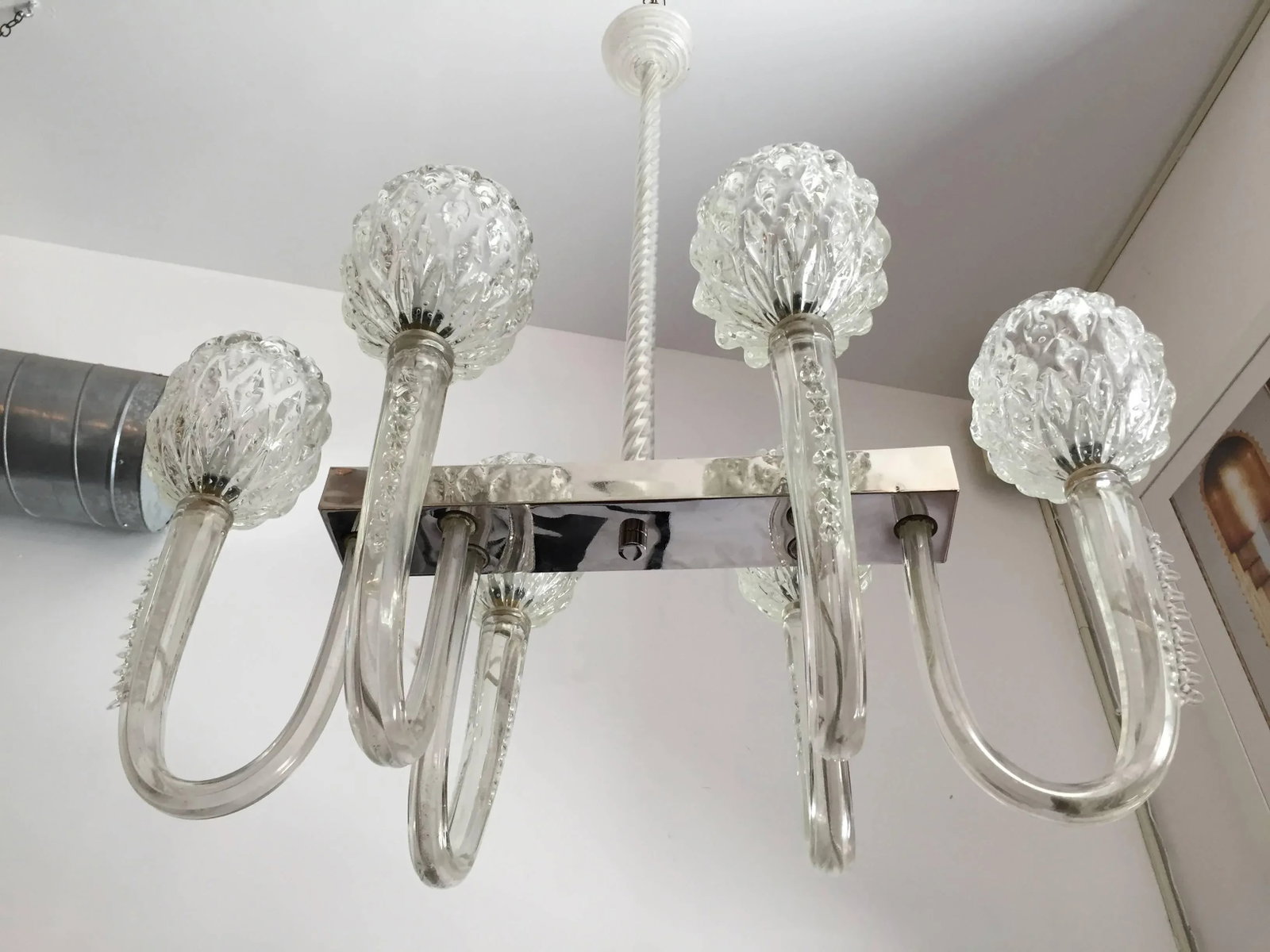 Barovier 1940s Moderne Murano Glass Chandelier - 2