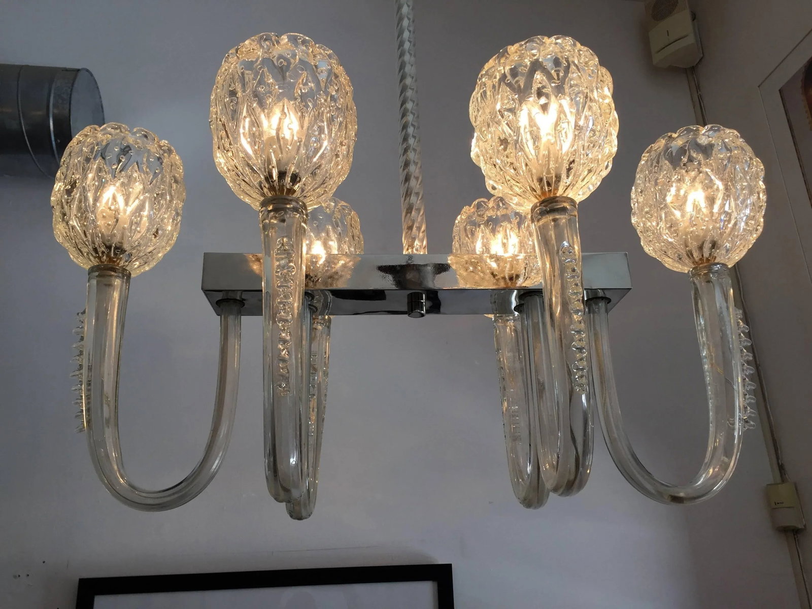 Barovier 1940s Moderne Murano Glass Chandelier - 4