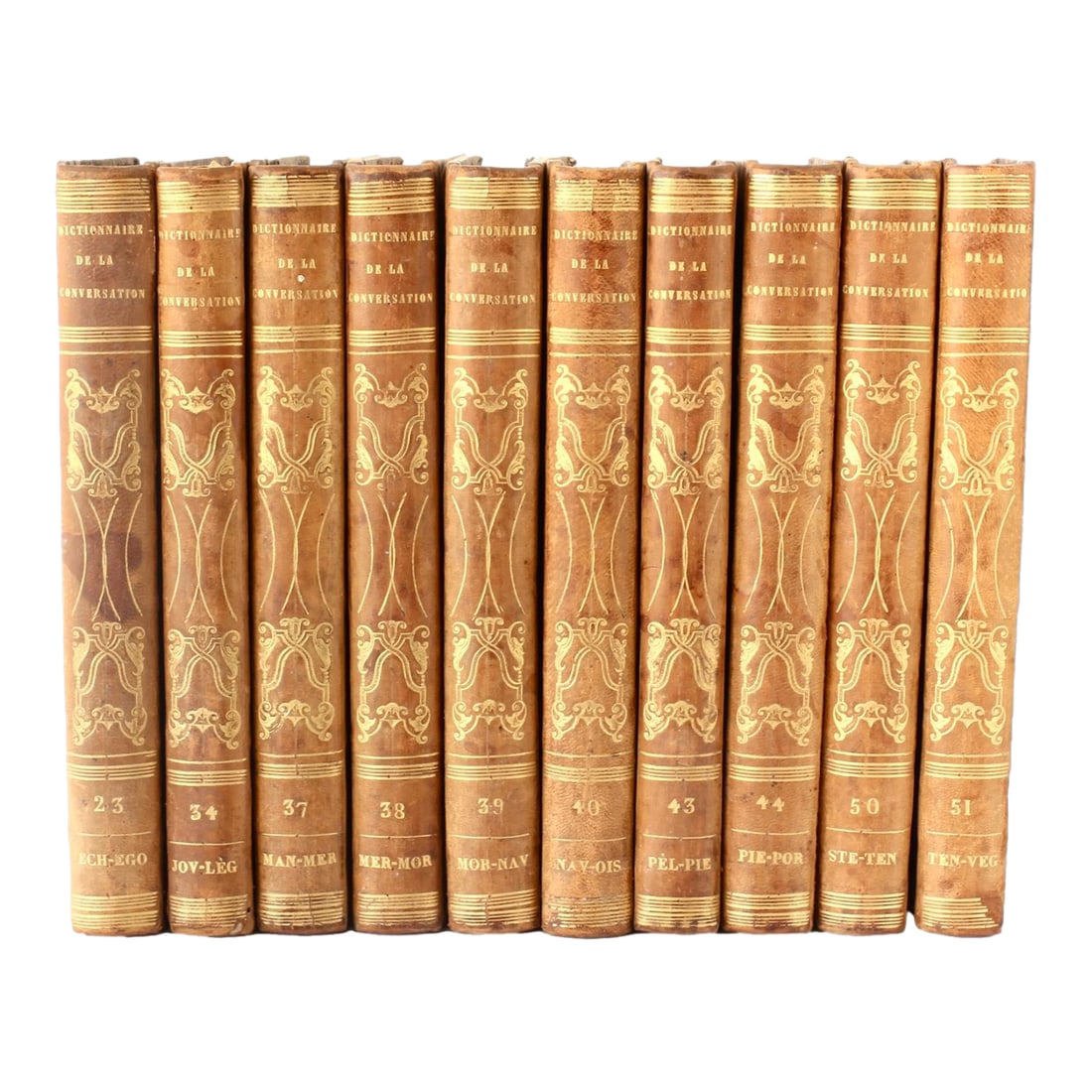 1837 French "Dictionnaire De La Conversation Et De La Lecture" Books, Set of 10 (1 of 5)