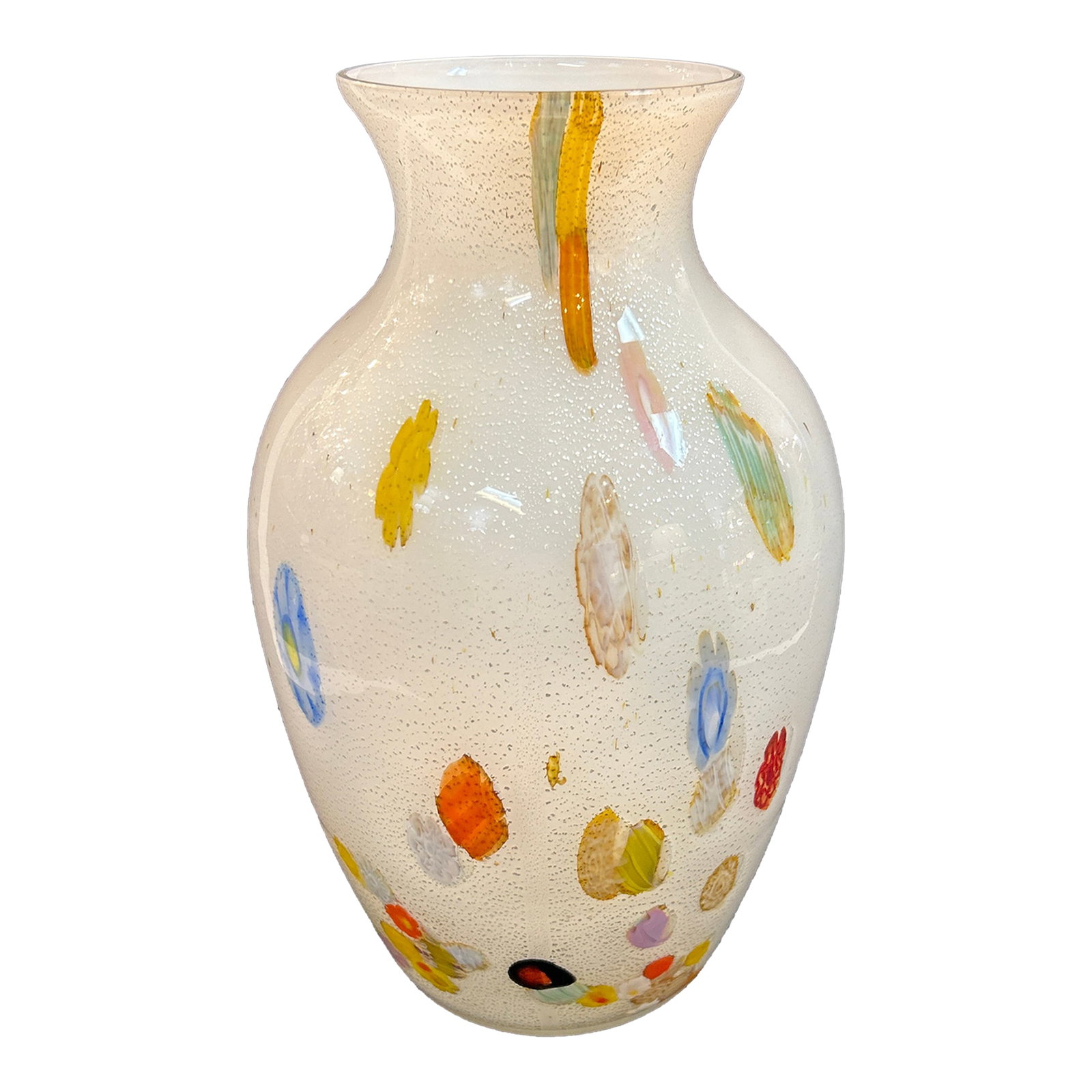 Italian Hand Blown Millefiori Vase With Silver Leaf Flecking (1 of 12)