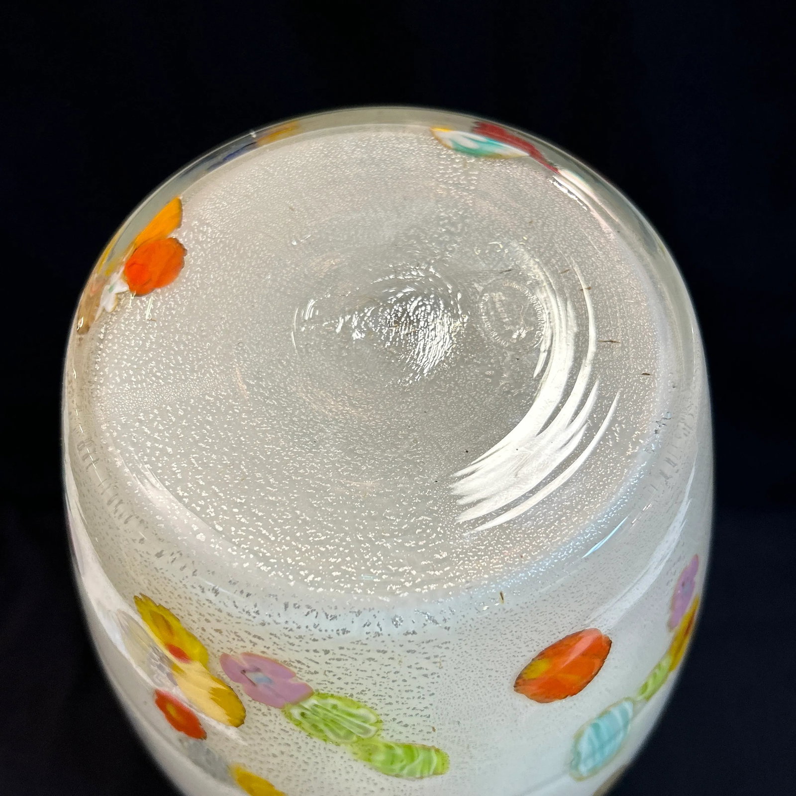 Italian Hand Blown Millefiori Vase With Silver Leaf Flecking - 8