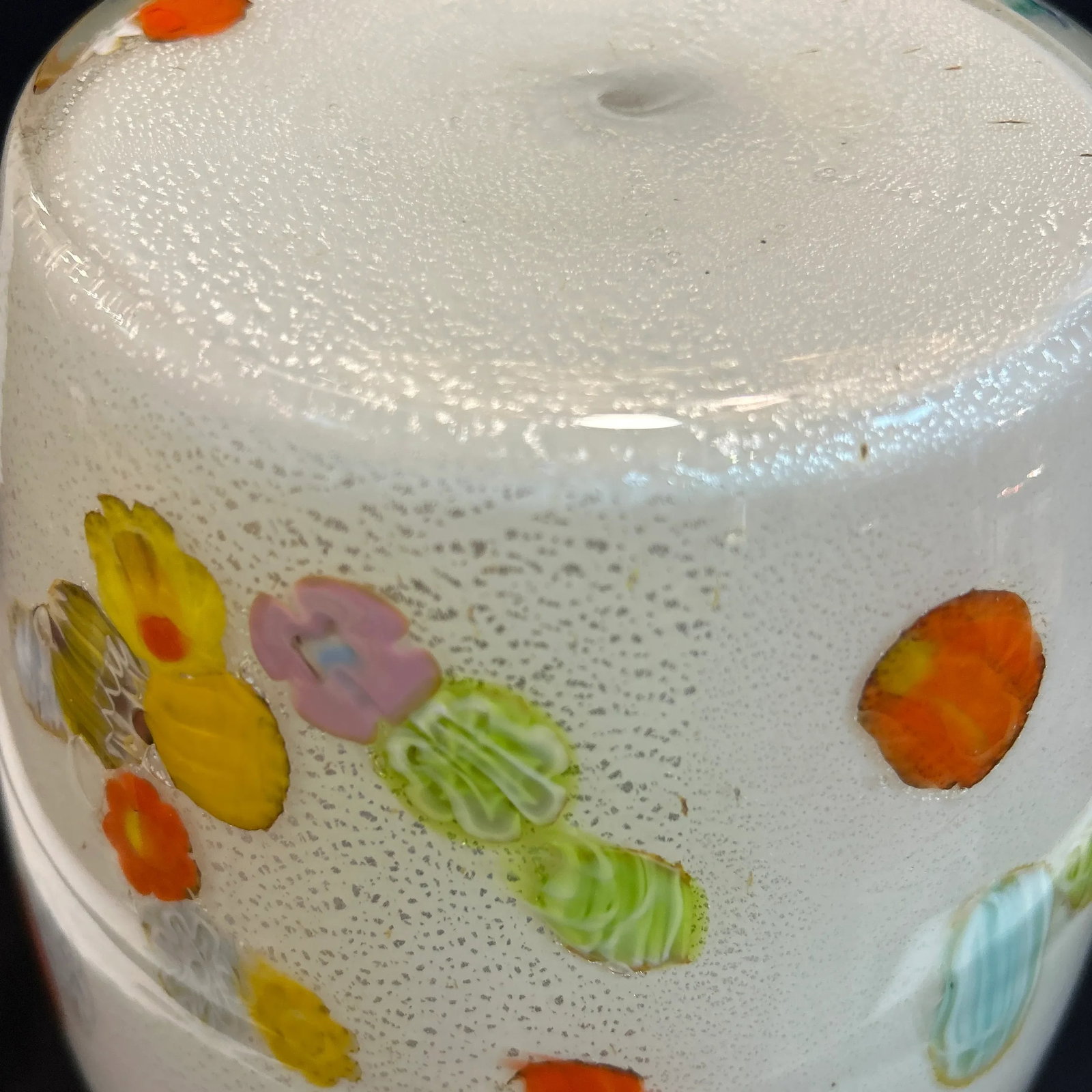 Italian Hand Blown Millefiori Vase With Silver Leaf Flecking - 9