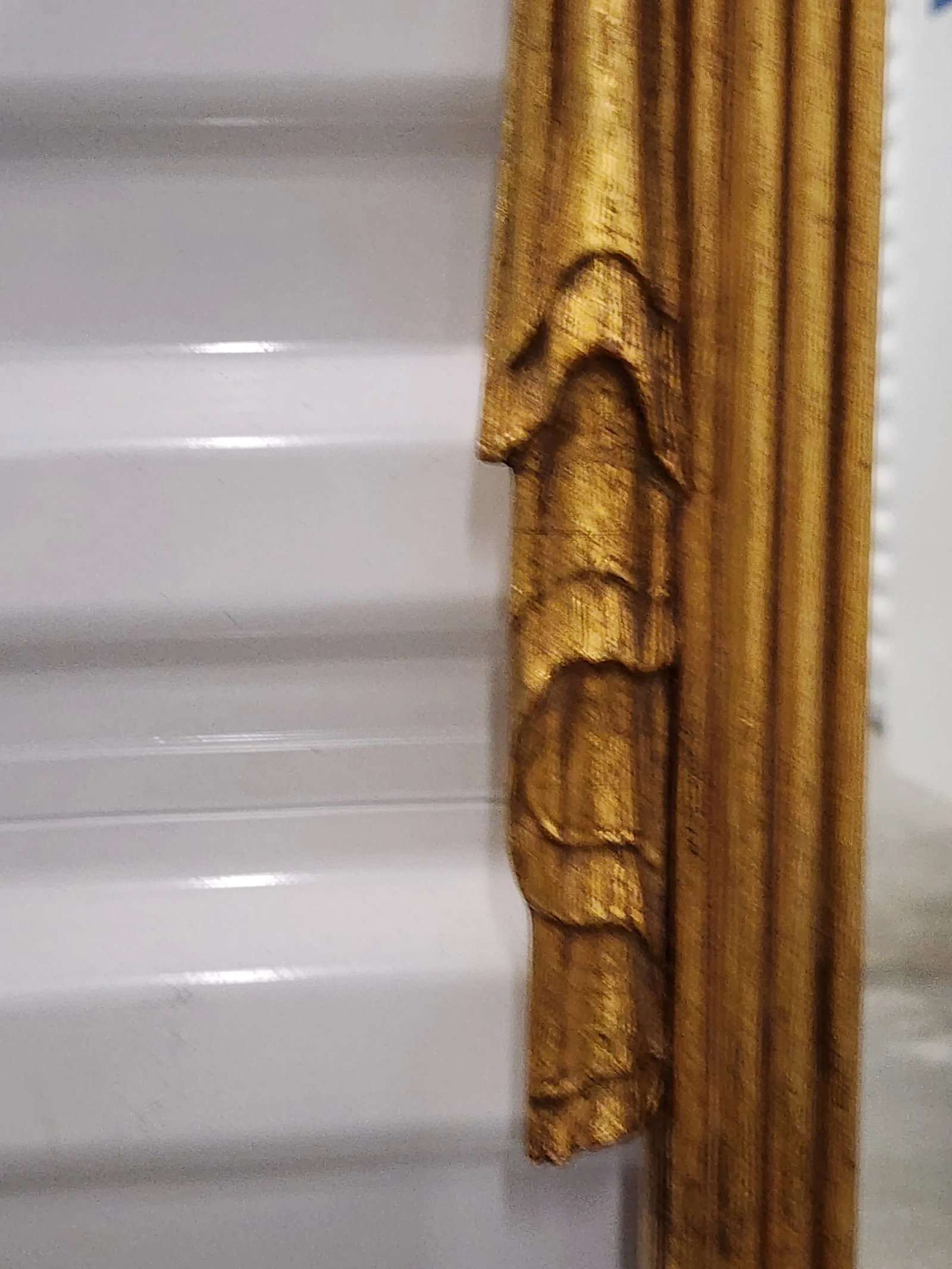 Antique French Giltwood Mirror With Curtains and Bow - 10