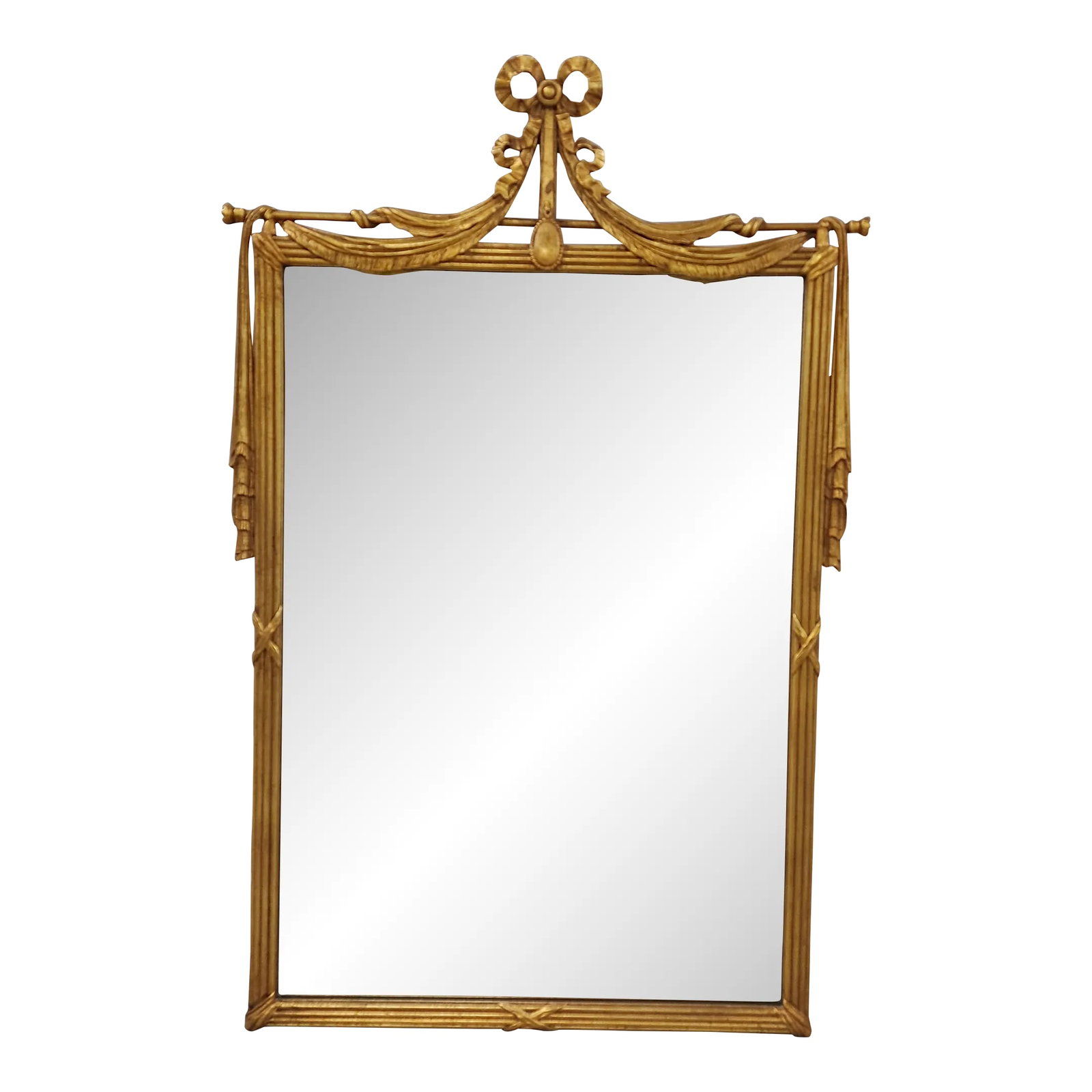 Antique French Giltwood Mirror With Curtains and Bow (1 of 12)