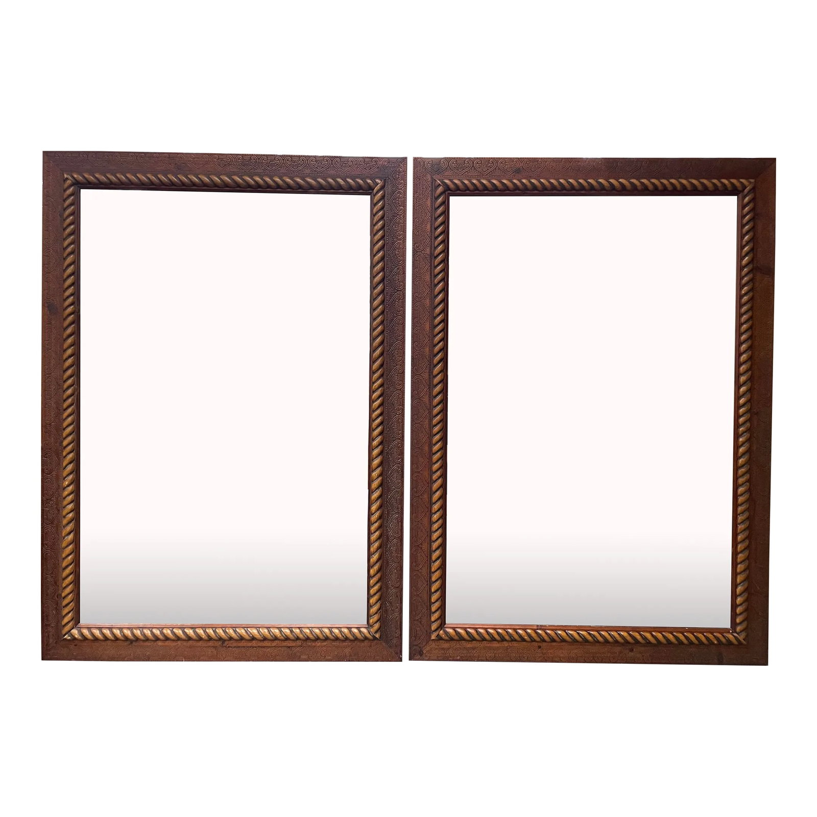 1980s Craftsmen Wood-Framed Mirrors- a Pair (1 of 11)
