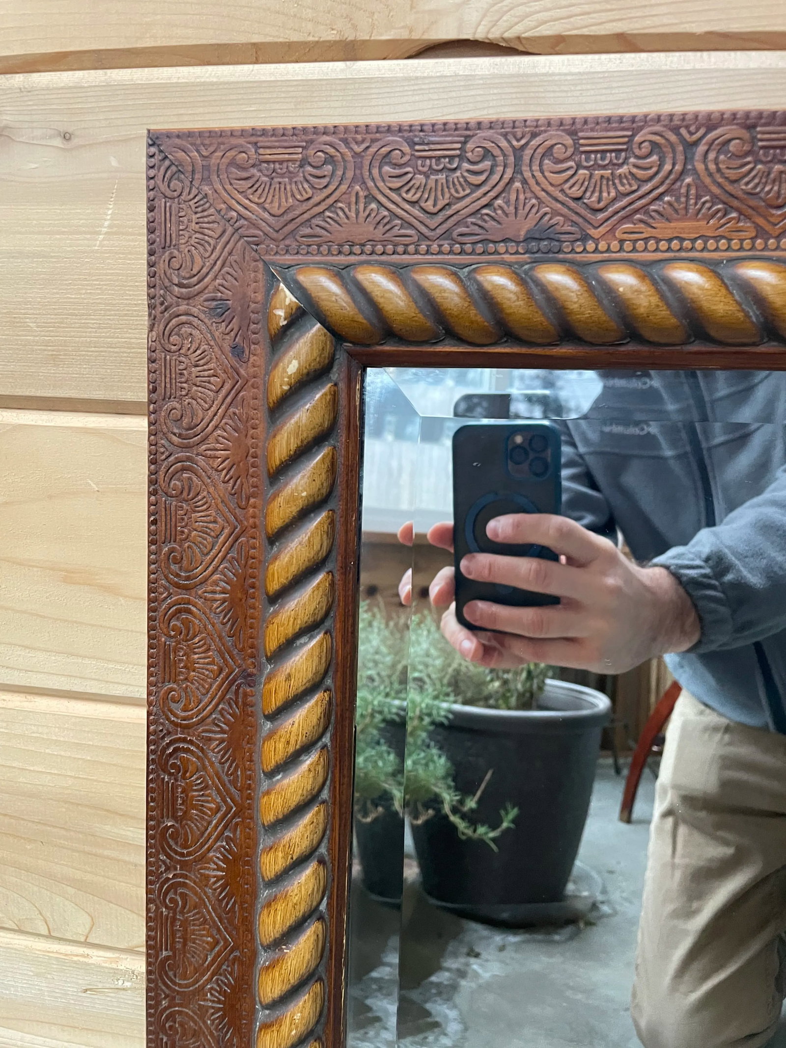 1980s Craftsmen Wood-Framed Mirrors- a Pair - 8