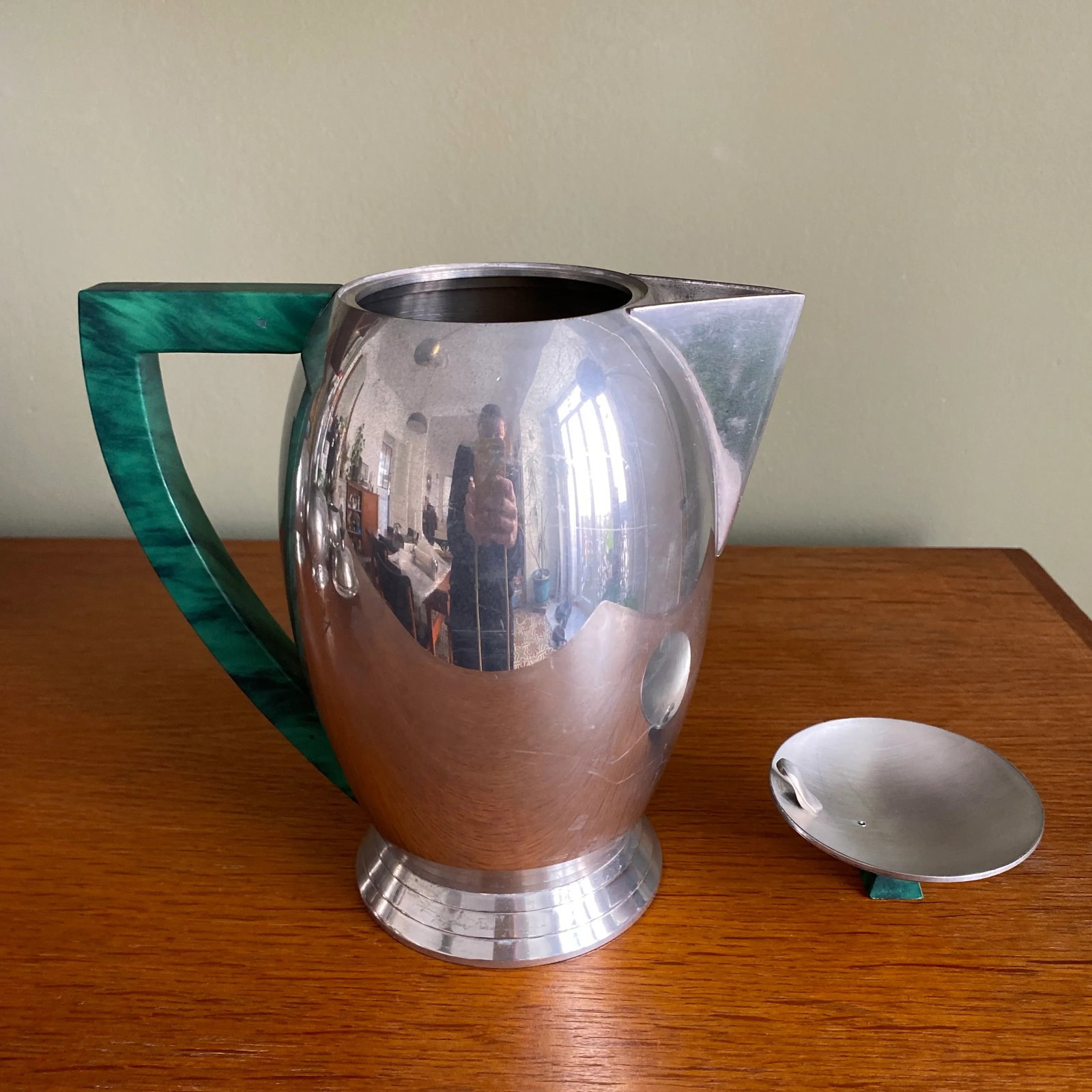 Late 20th Century French Art Deco Style Pewter Tea and Coffee Serving Set -9 Pieces - 9