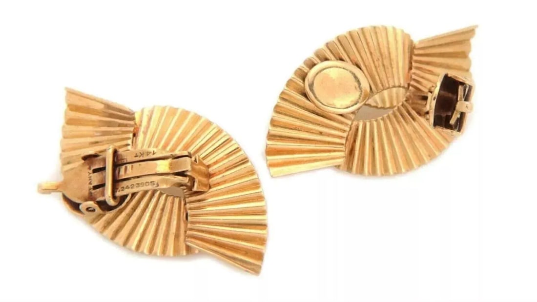 Tiffany & Co. 14k Yellow Gold Fluted Ribbon Twist Clip on Earrings, 2 Pieces - 4