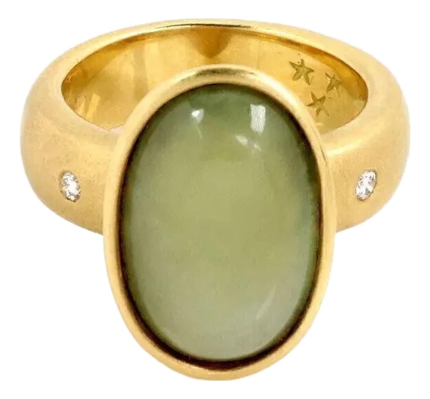 H.Stern Moonstone Diamond 18k Yellow Gold Oval Ring, Size 7.5 (1 of 4)