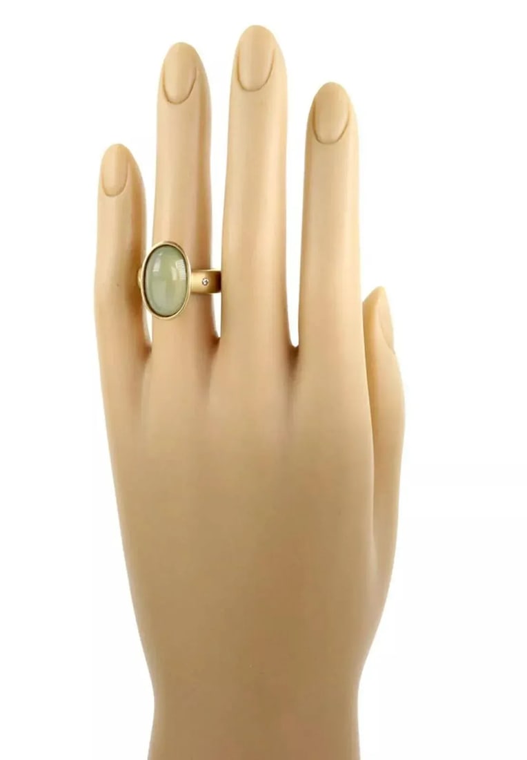 H.Stern Moonstone Diamond 18k Yellow Gold Oval Ring, Size 7.5 - 4