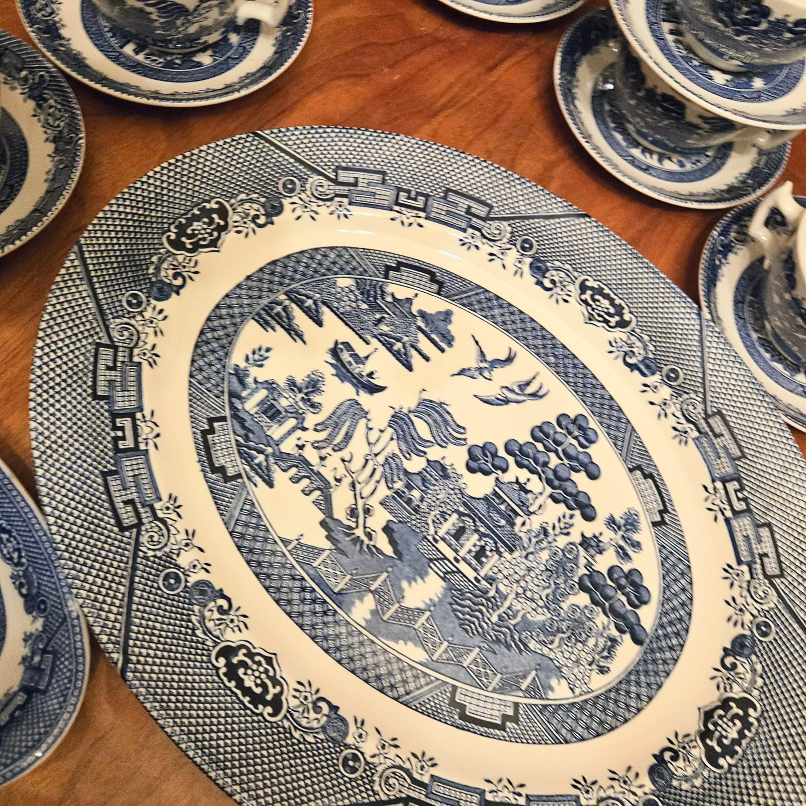 Twelve Place Settings Plus Blue Willow China- Set Of - 2