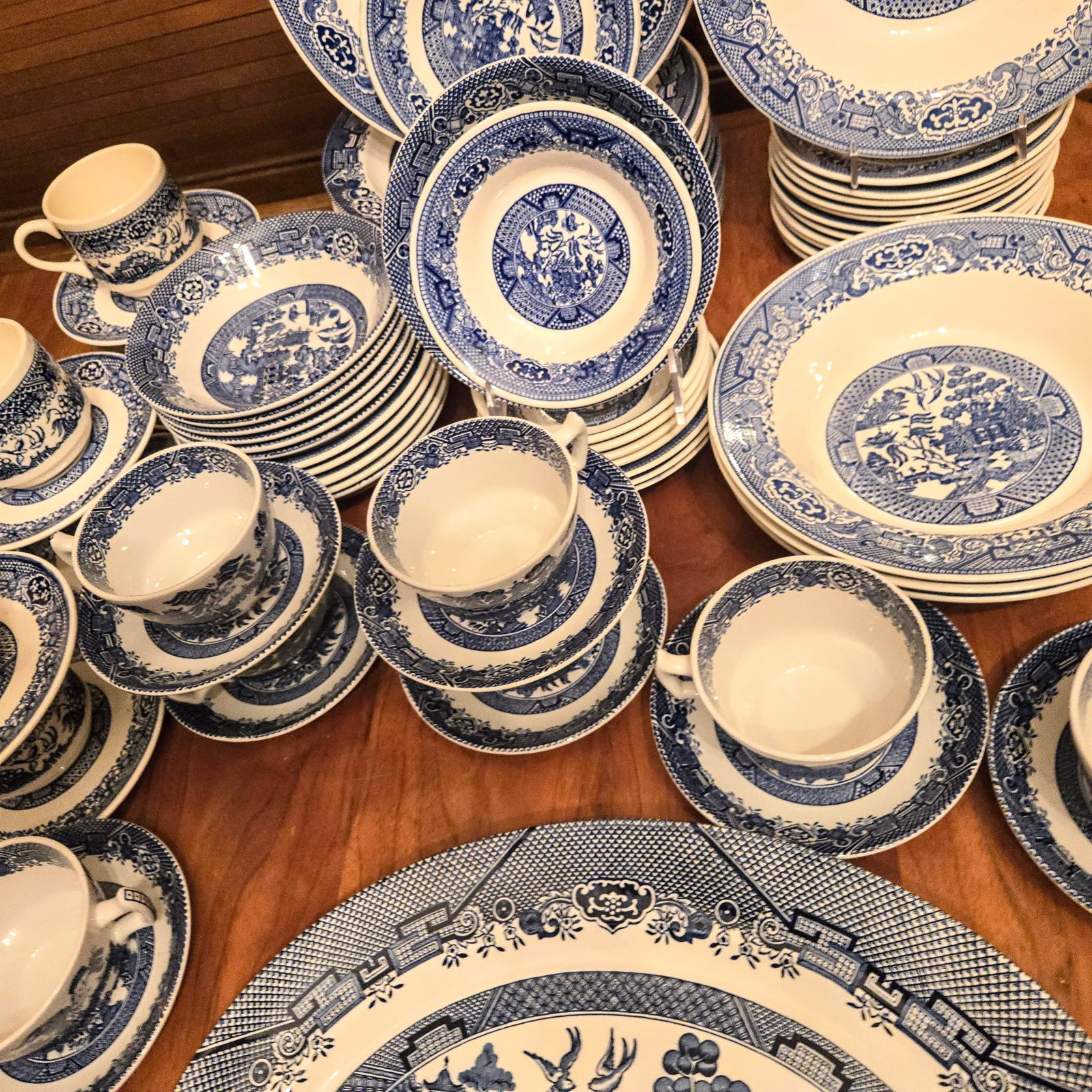 Twelve Place Settings Plus Blue Willow China- Set Of - 6