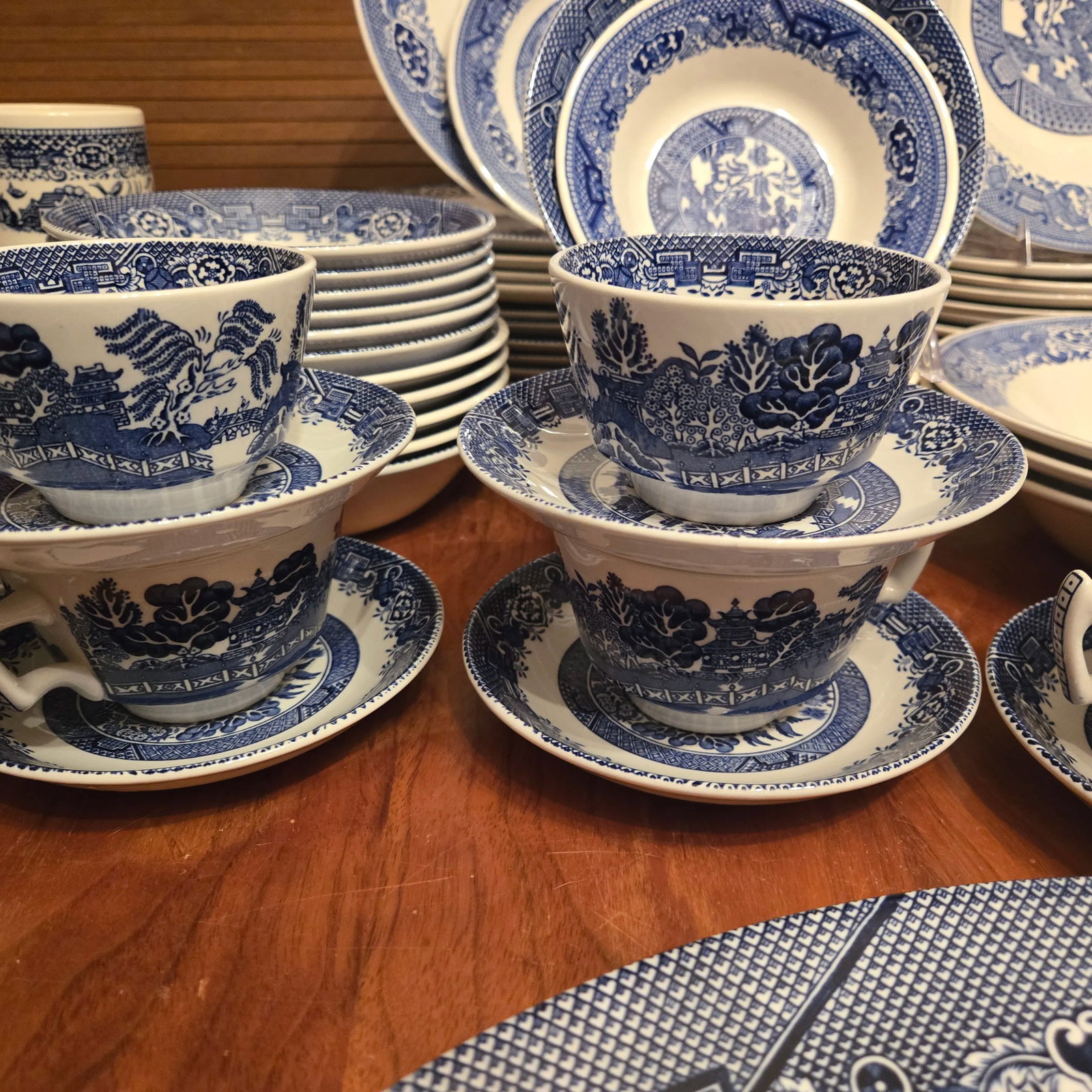 Twelve Place Settings Plus Blue Willow China- Set Of - 8