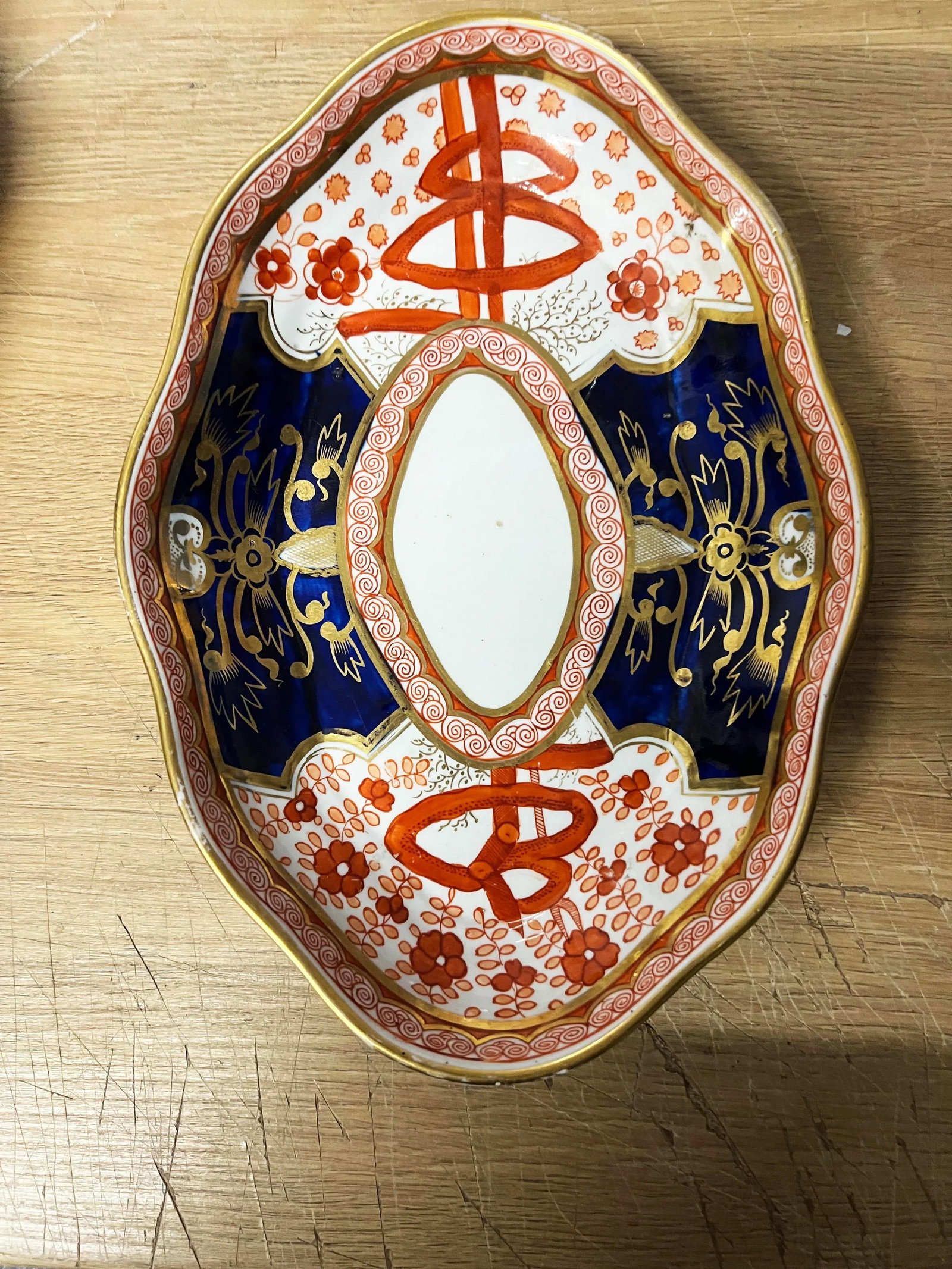19th Century Spode Imari " Dollar" Pattern Oval Porcelain Plates- A Pair - 2