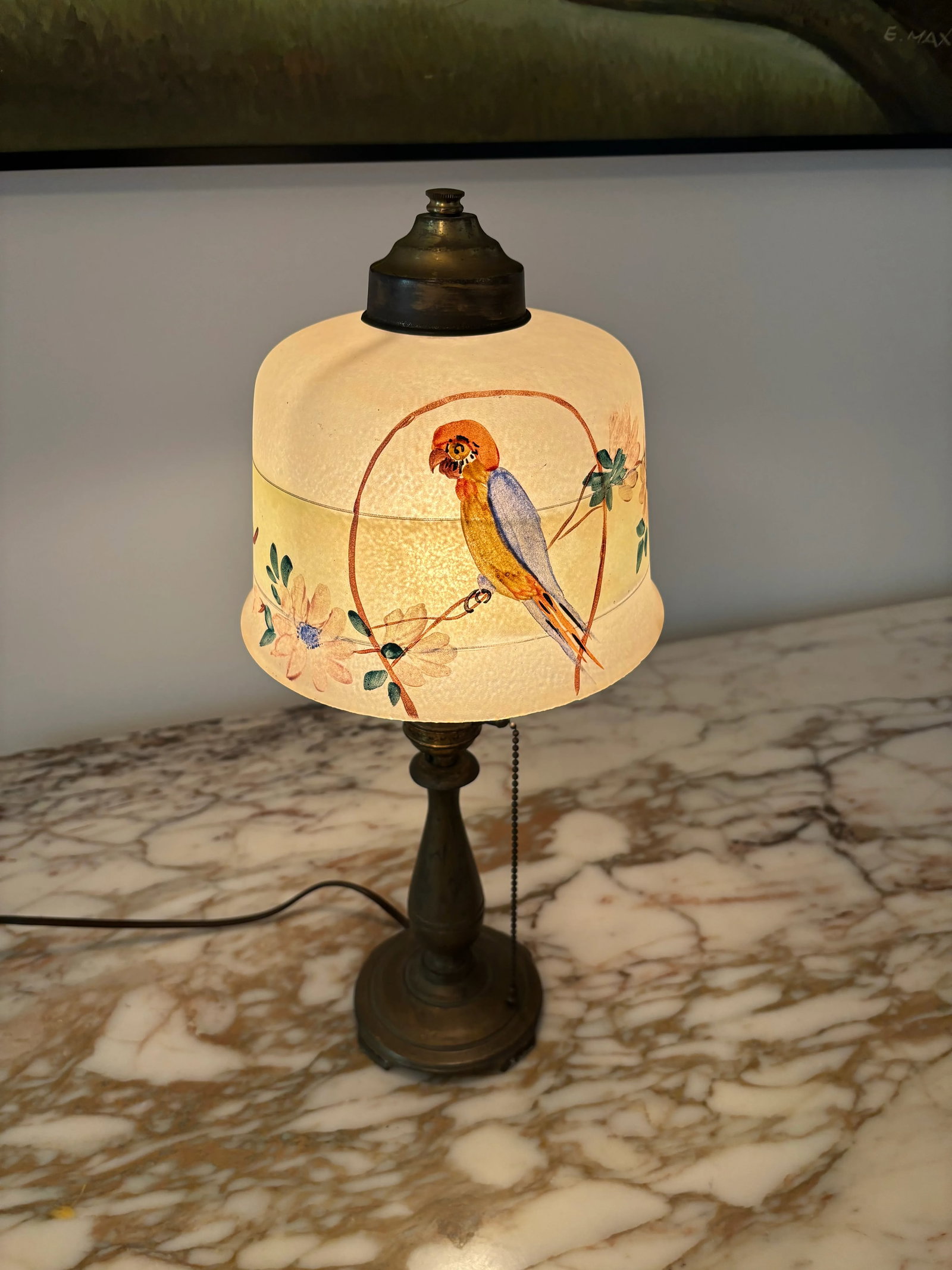 Early 20th Century Moe-Bridges Hand Painted Boudoir Lamp - 2