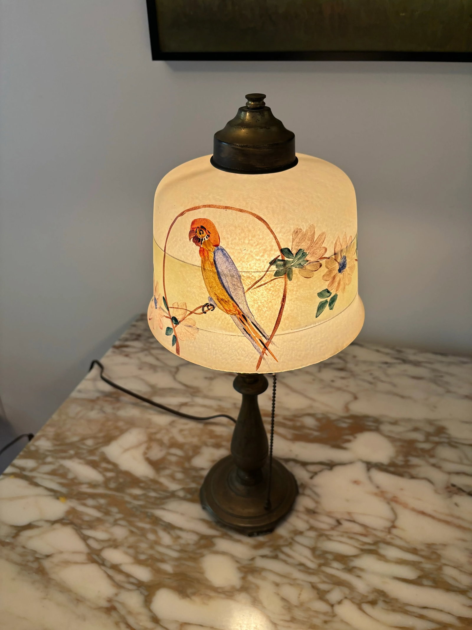 Early 20th Century Moe-Bridges Hand Painted Boudoir Lamp - 3