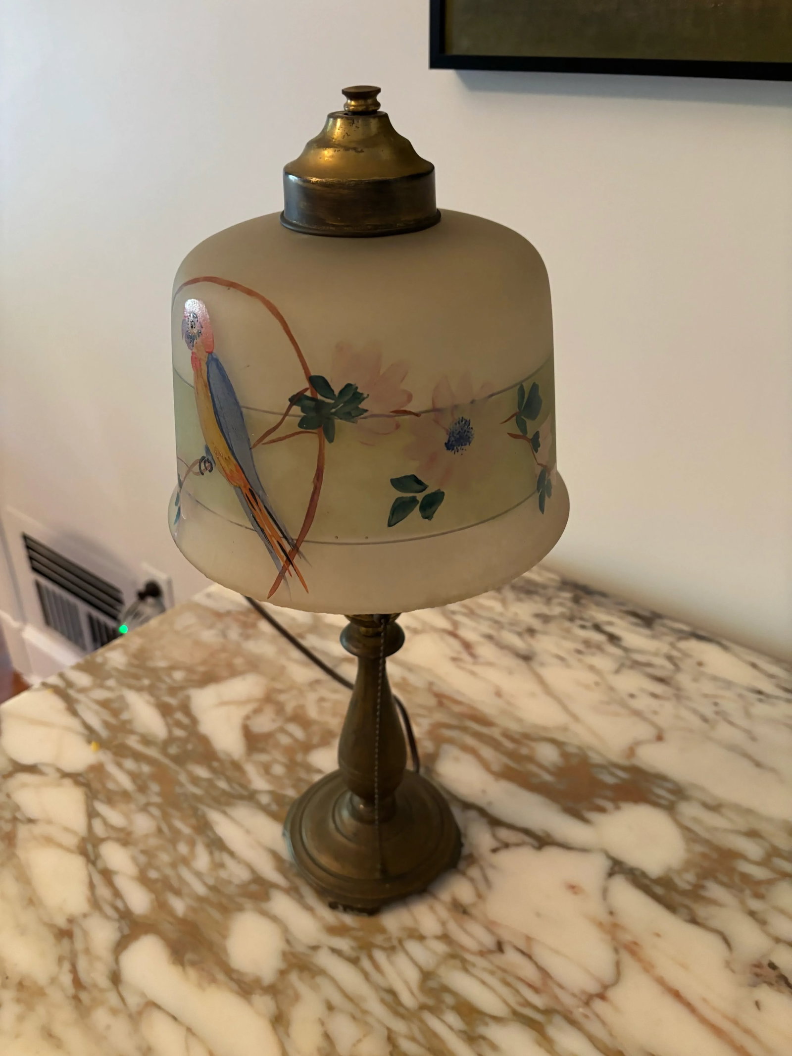 Early 20th Century Moe-Bridges Hand Painted Boudoir Lamp - 4