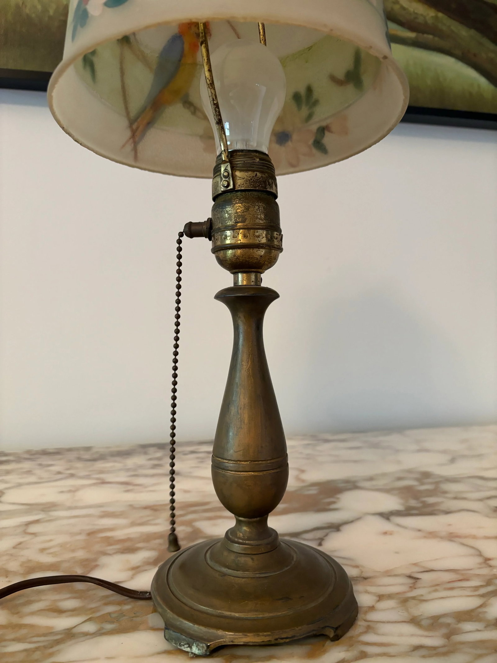 Early 20th Century Moe-Bridges Hand Painted Boudoir Lamp - 8