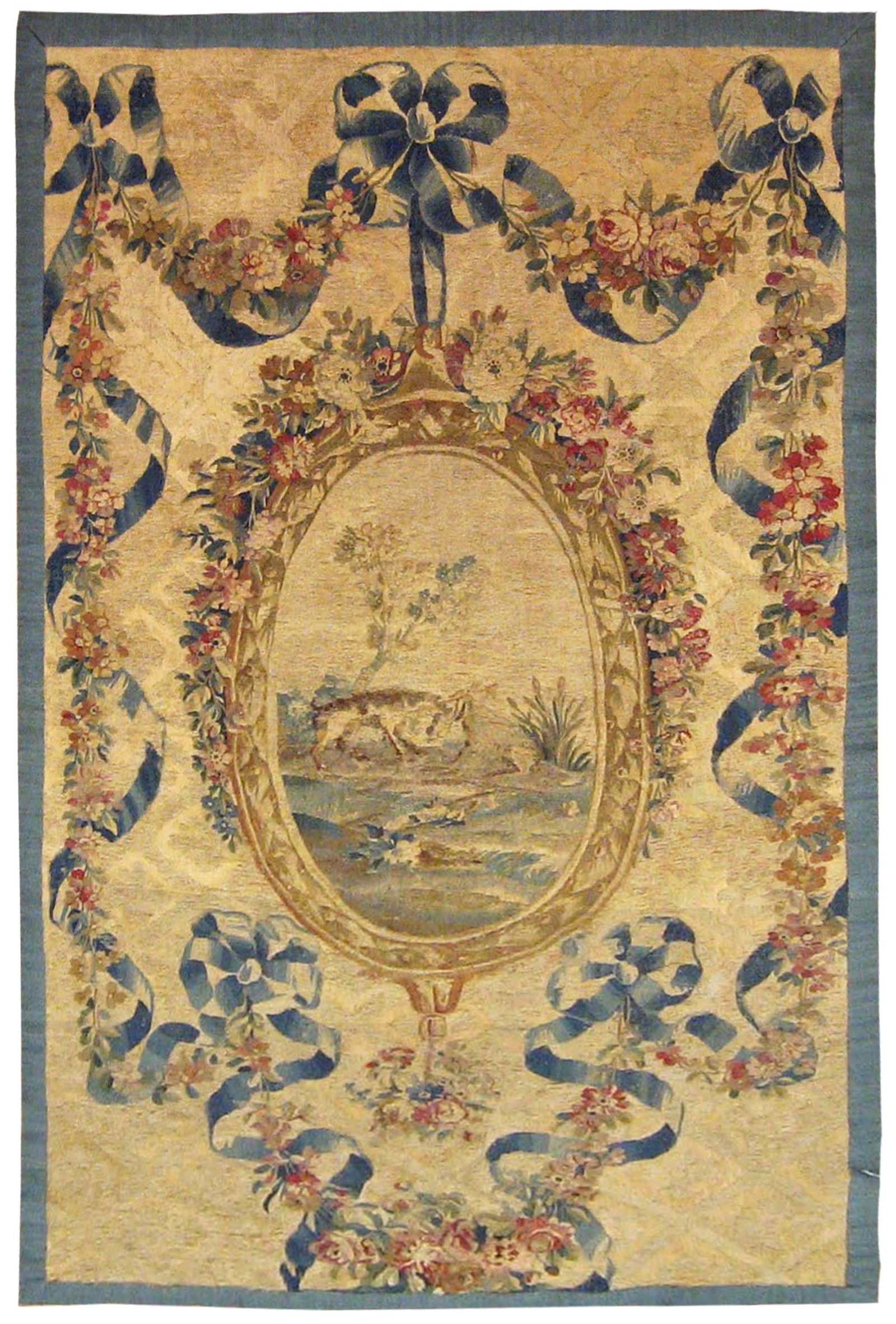 Mid 19th Century Antique French Aubusson Needlepoint Tapestry / Rug - 3'6'' * 6'9'' - 6
