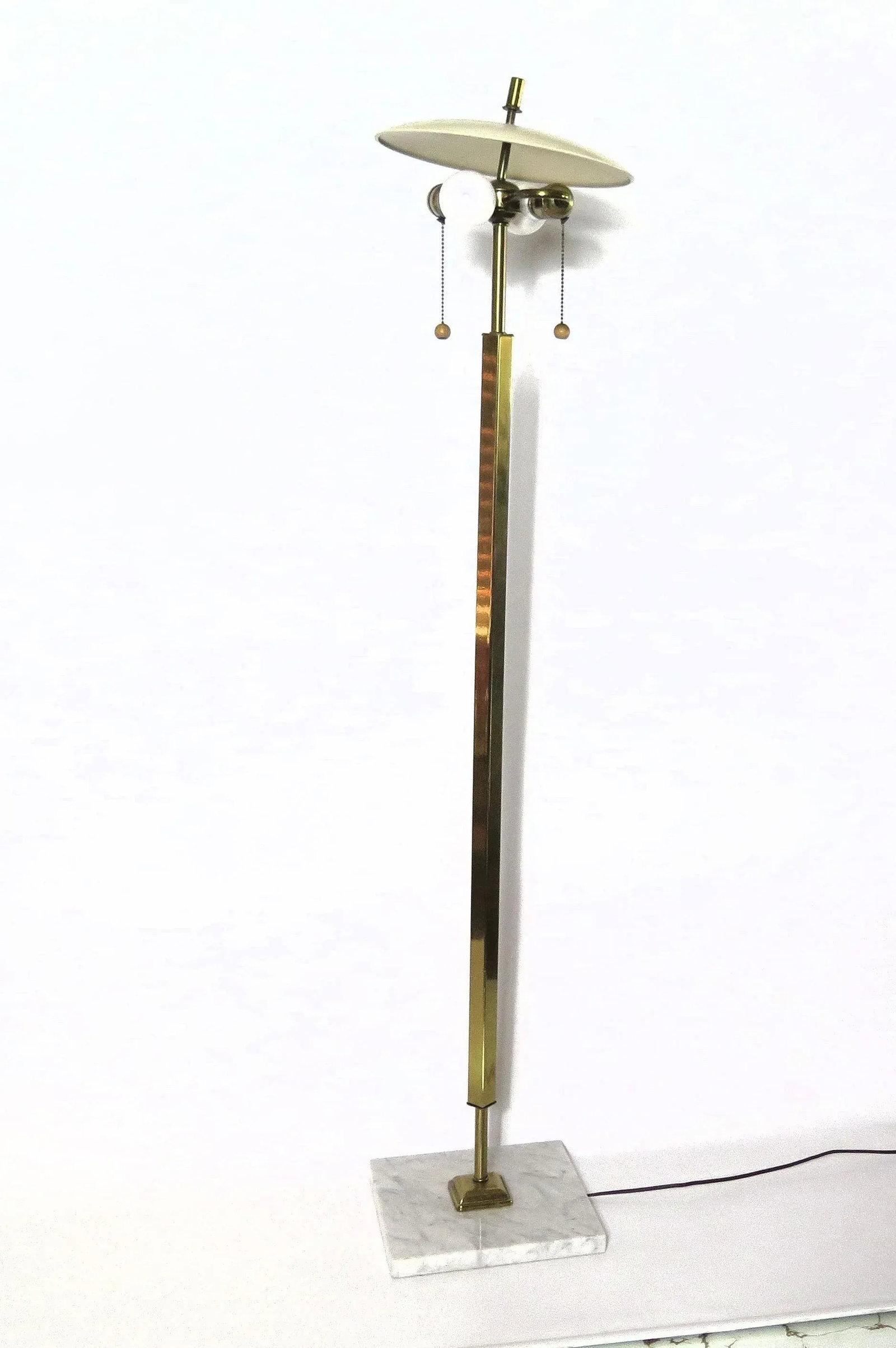 1970s Italian Designer Stilnovo Brass and Marble Atomic Floor Lamp - 3