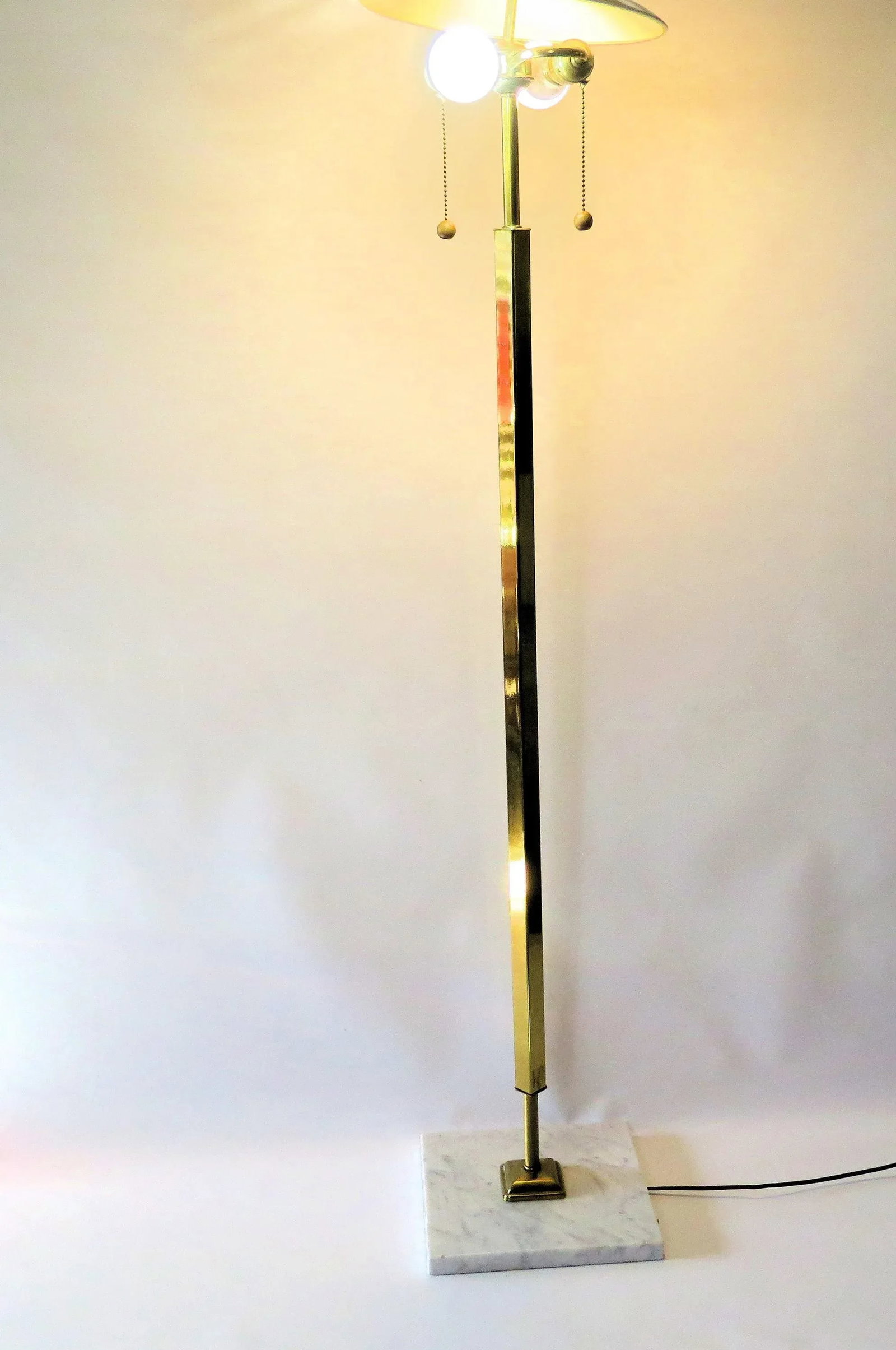 1970s Italian Designer Stilnovo Brass and Marble Atomic Floor Lamp - 4
