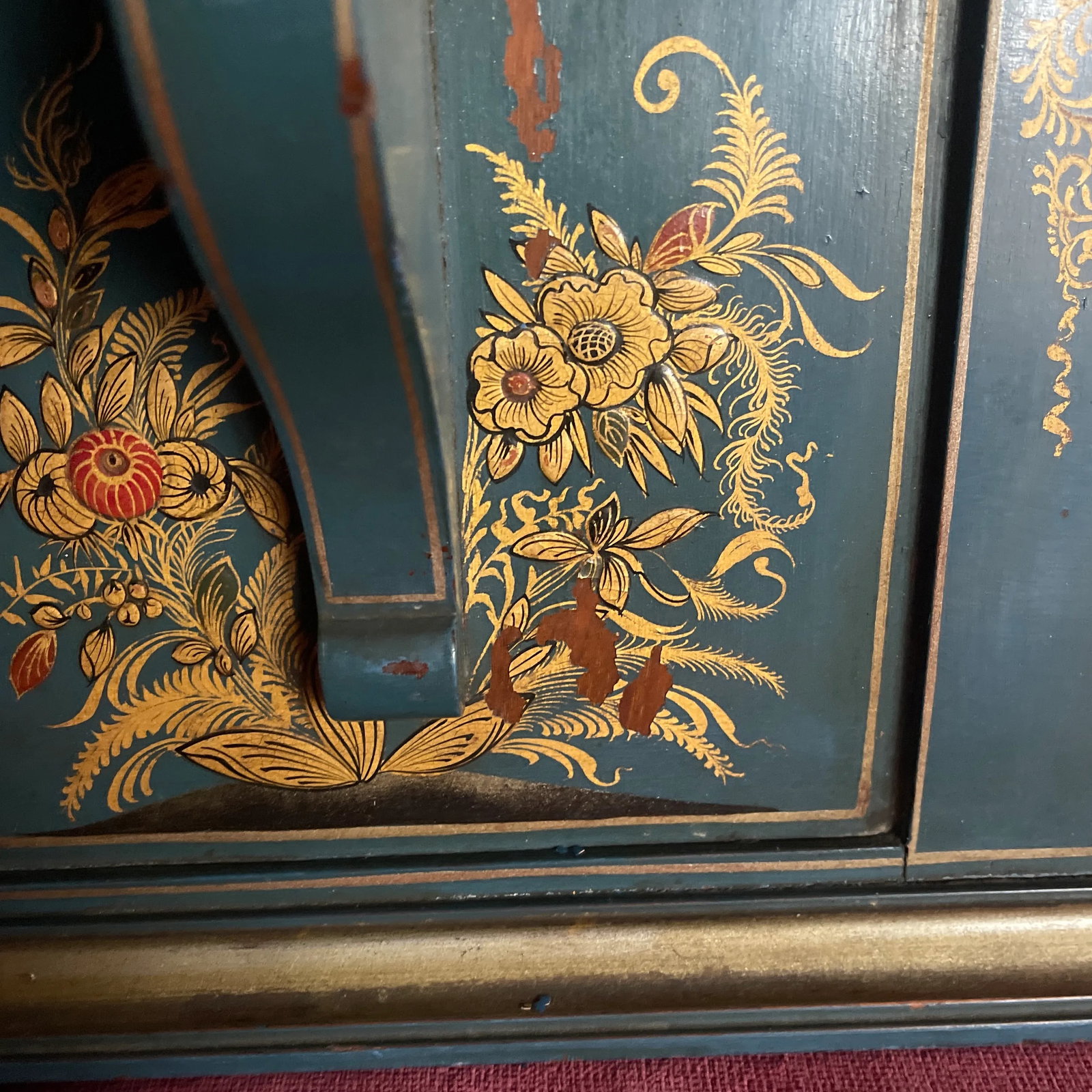 1970s Vintage Chinoiserie Overmantel Mirror With Two Shelves - 7