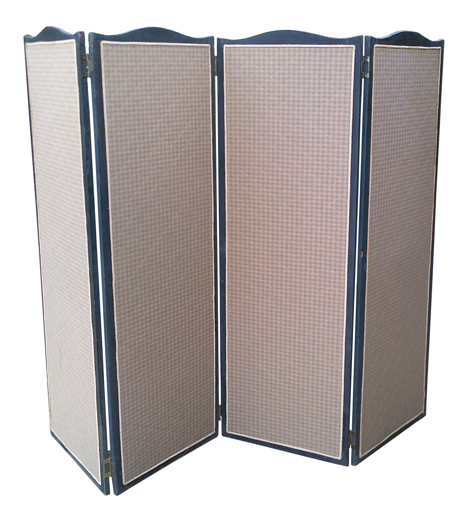 19th Century French 4 Panel Screen With Durenberger Check: This is an amazingly beautiful french 4-panel screen with a famous check fabric. This item will add beauty to any setting in any room of you"re choice!! Thanks so much for looking !! Condition: