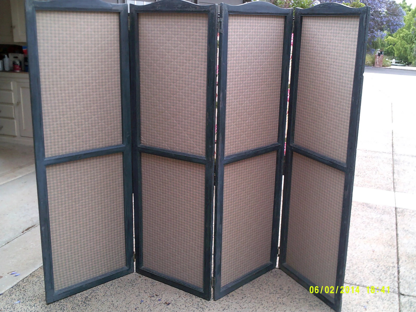 19th Century French 4 Panel Screen With Durenberger Check - 2