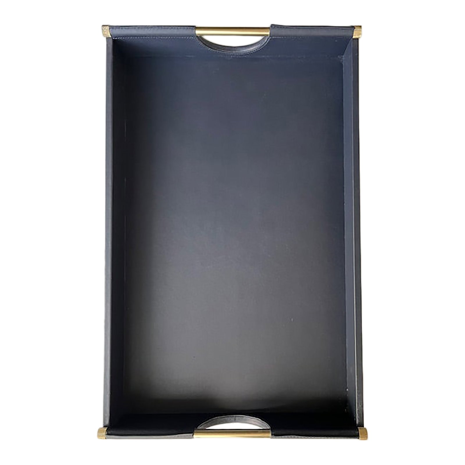 Ralph Lauren Leather Tray, Smooth Calf Leather, Polished Brass Handles, Navy, Brand New - 2