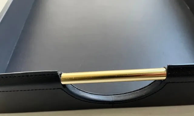Ralph Lauren Leather Tray, Smooth Calf Leather, Polished Brass Handles, Navy, Brand New - 7