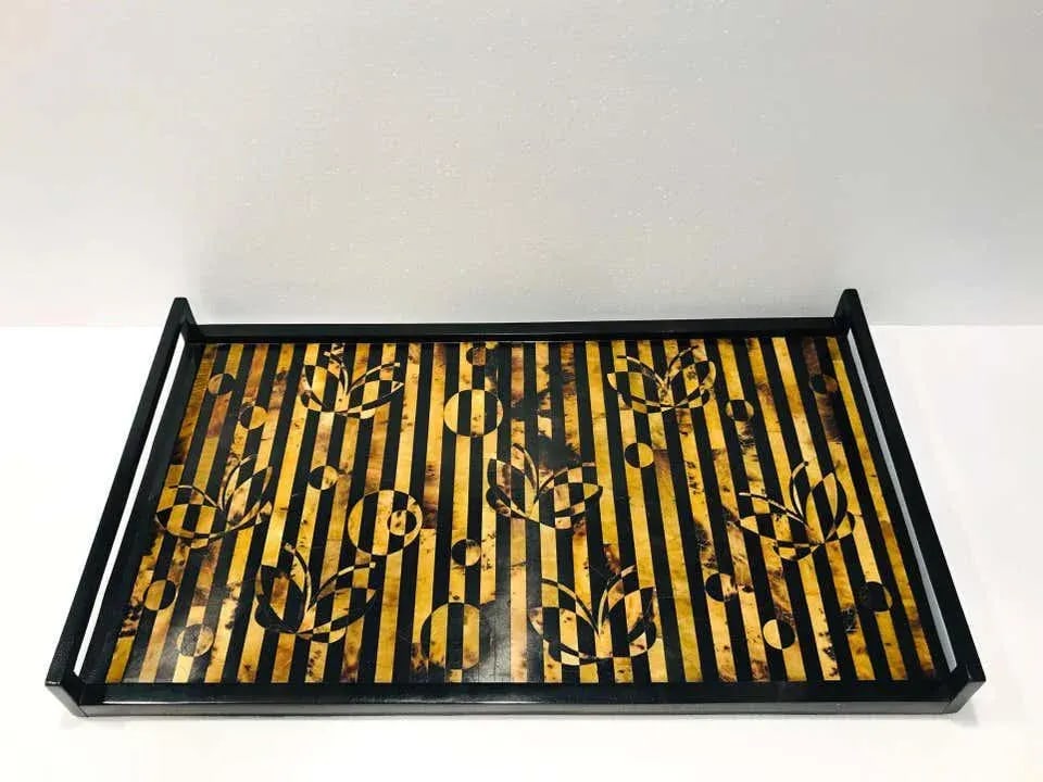 R&y Augousti Mosaic Tray in Black and Tortoise Pen-Shell, Circa 2000 - 5