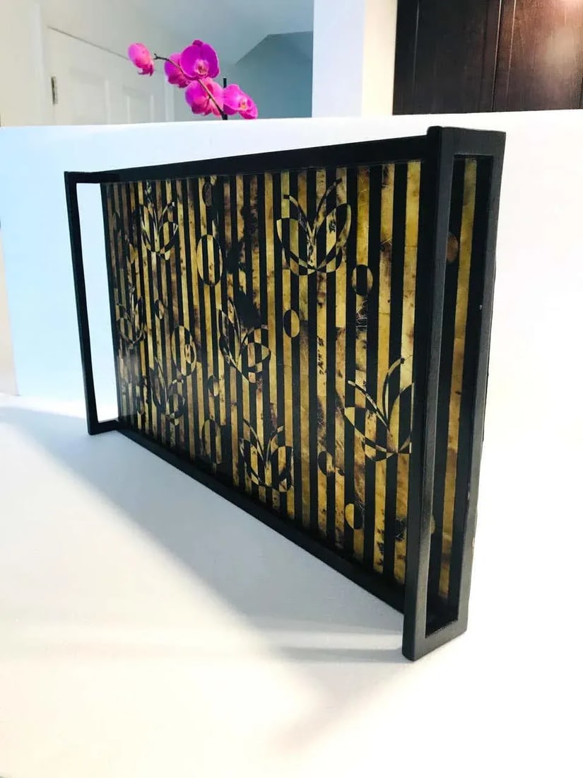 R&y Augousti Mosaic Tray in Black and Tortoise Pen-Shell, Circa 2000 - 8