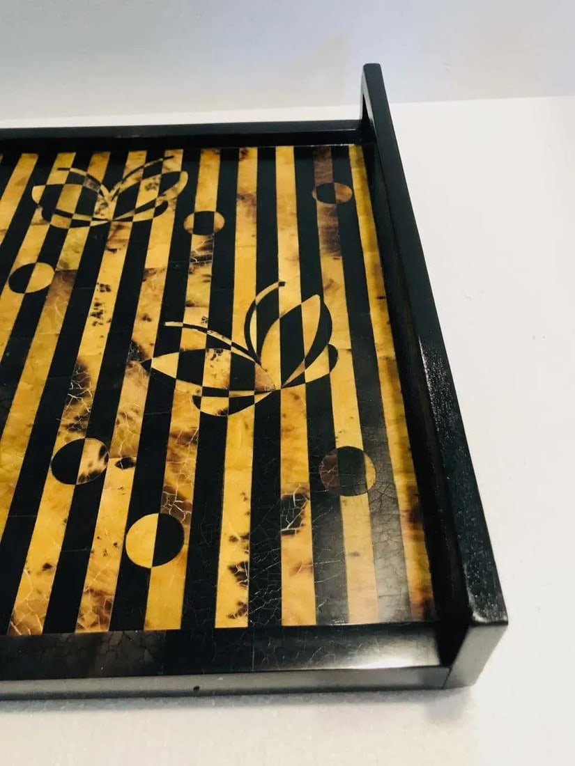 R&y Augousti Mosaic Tray in Black and Tortoise Pen-Shell, Circa 2000 - 9