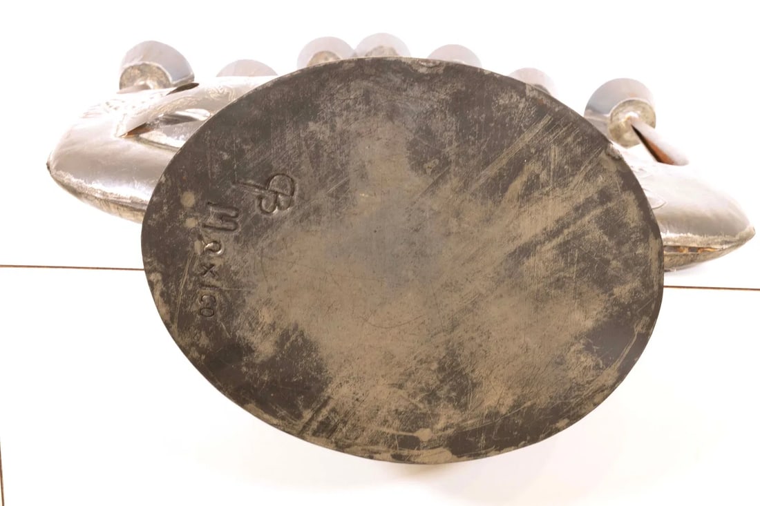 Modernist Gene Bryon Brutalist Hammered Tin Candelabra With Peace Dove & Flower Design, 1968 - 12
