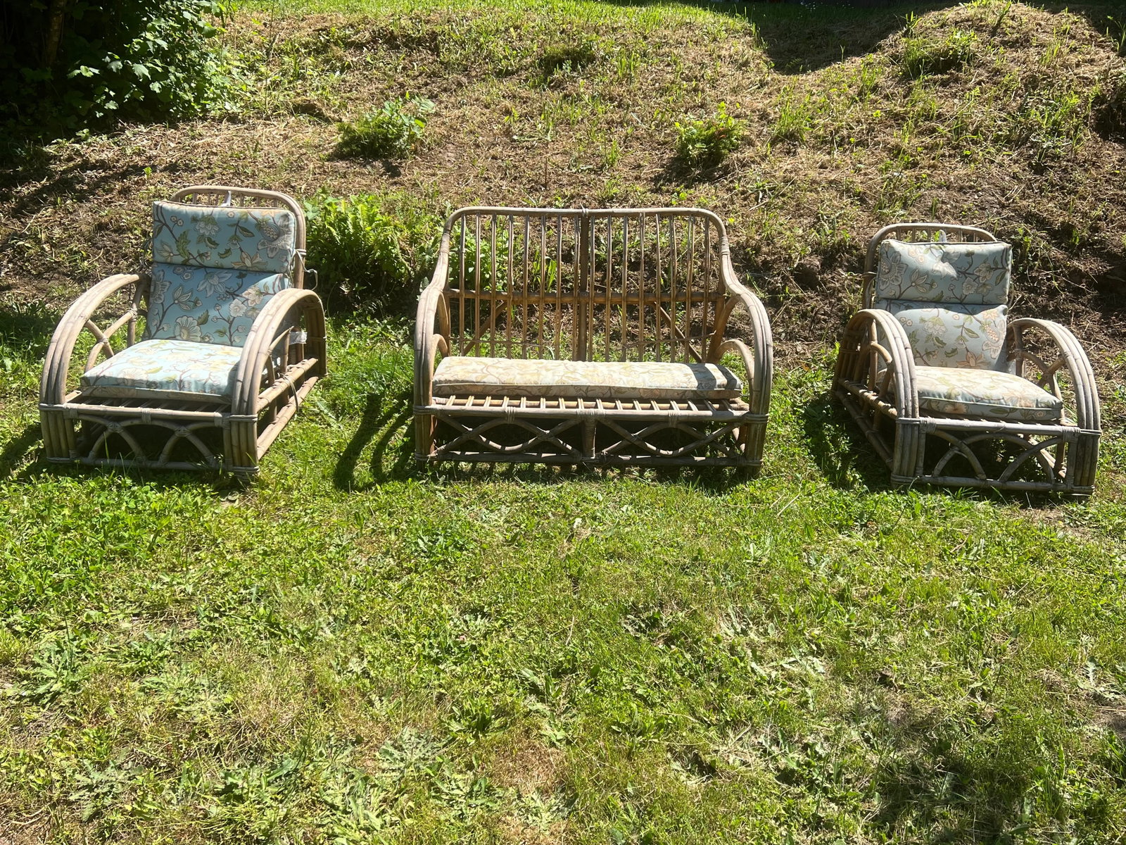 Paul Frankl Ritts Tropitan Style Rattan Outdoor/Indoor Conversation Set, 3 Pieces - 11